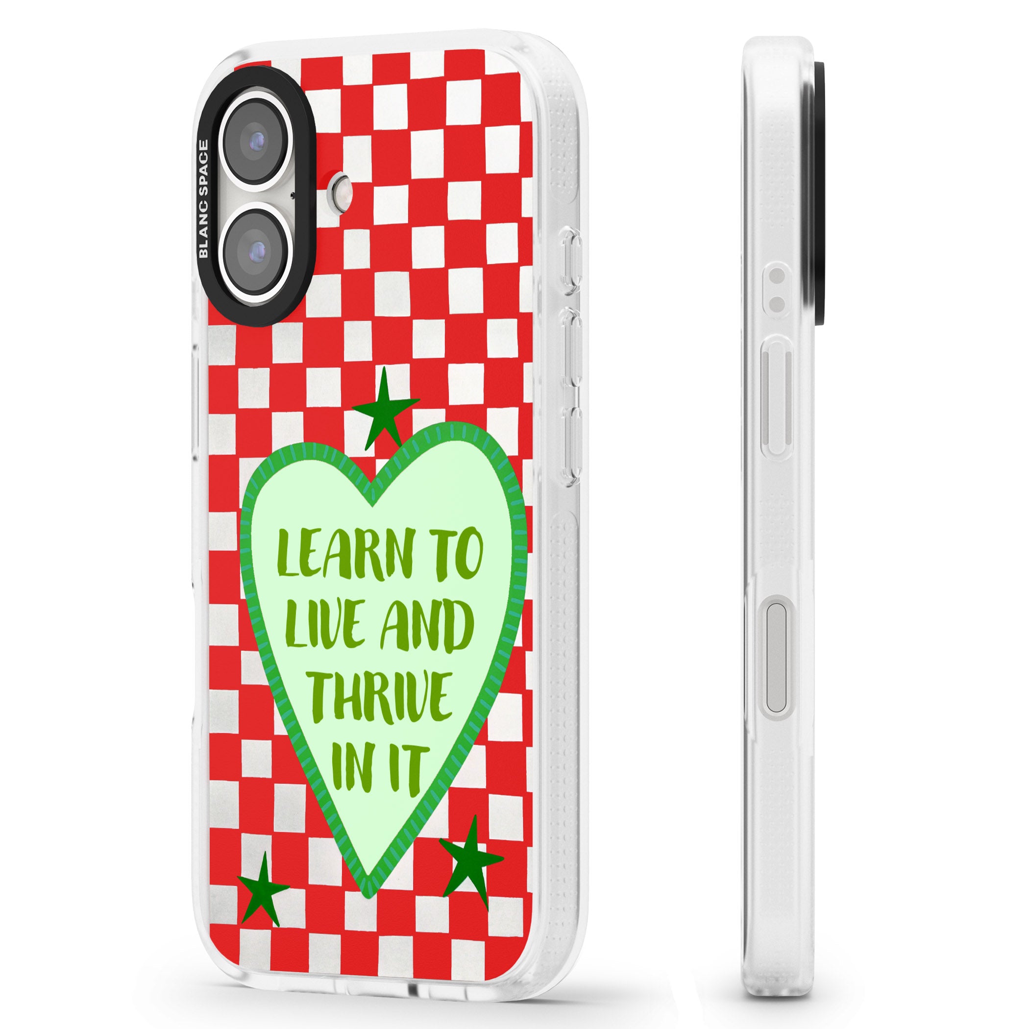 Learn To Live iPhone 16 / 16 Plus Clear Case Impact Air - Blanc Space