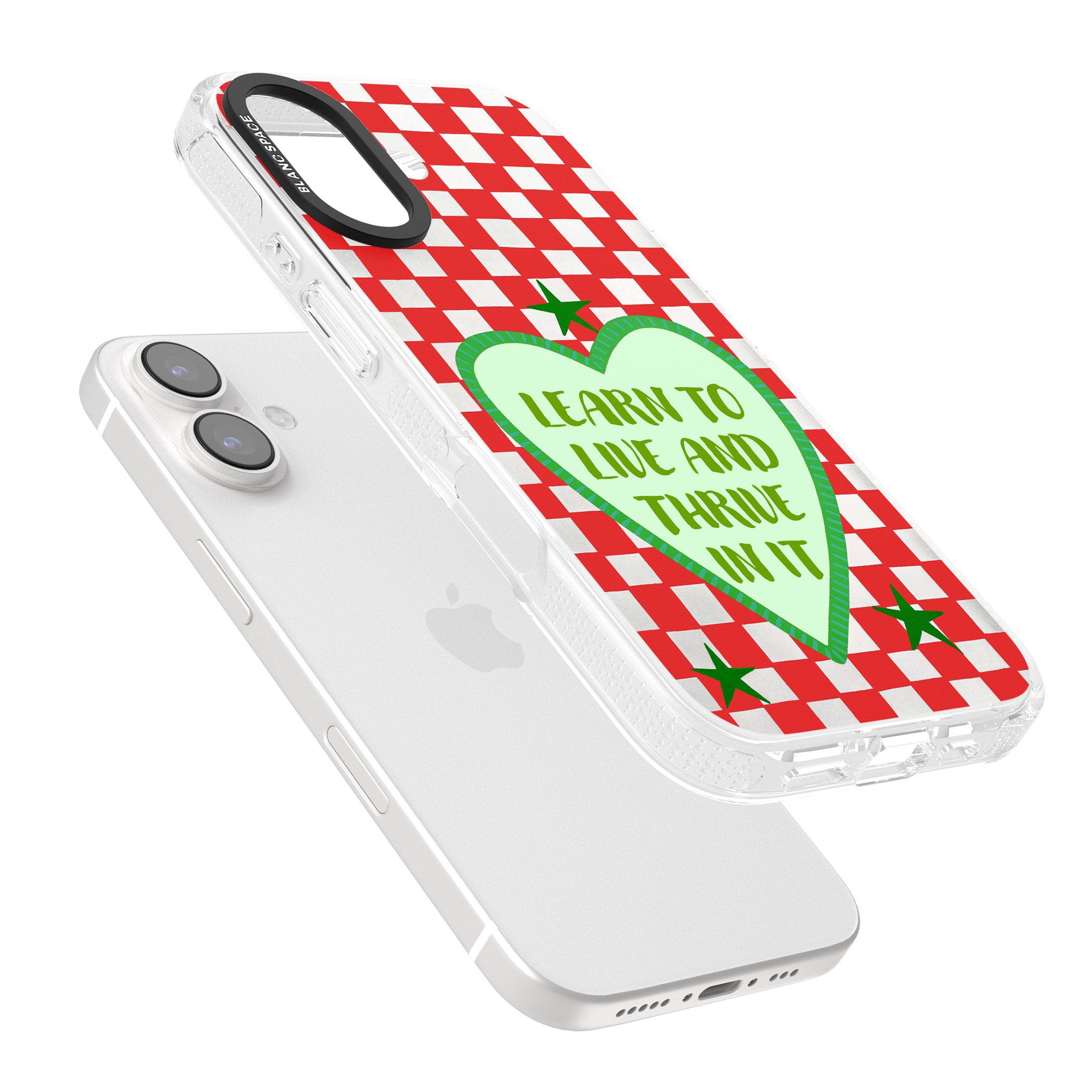 Learn To Live iPhone 16 / 16 Plus Clear Case Impact Air - Blanc Space