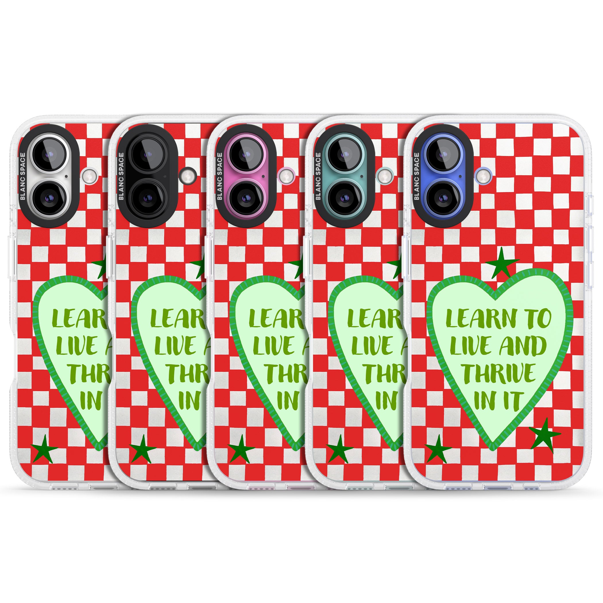 Learn To Live iPhone 16 / 16 Plus Clear Case Impact Air - Blanc Space