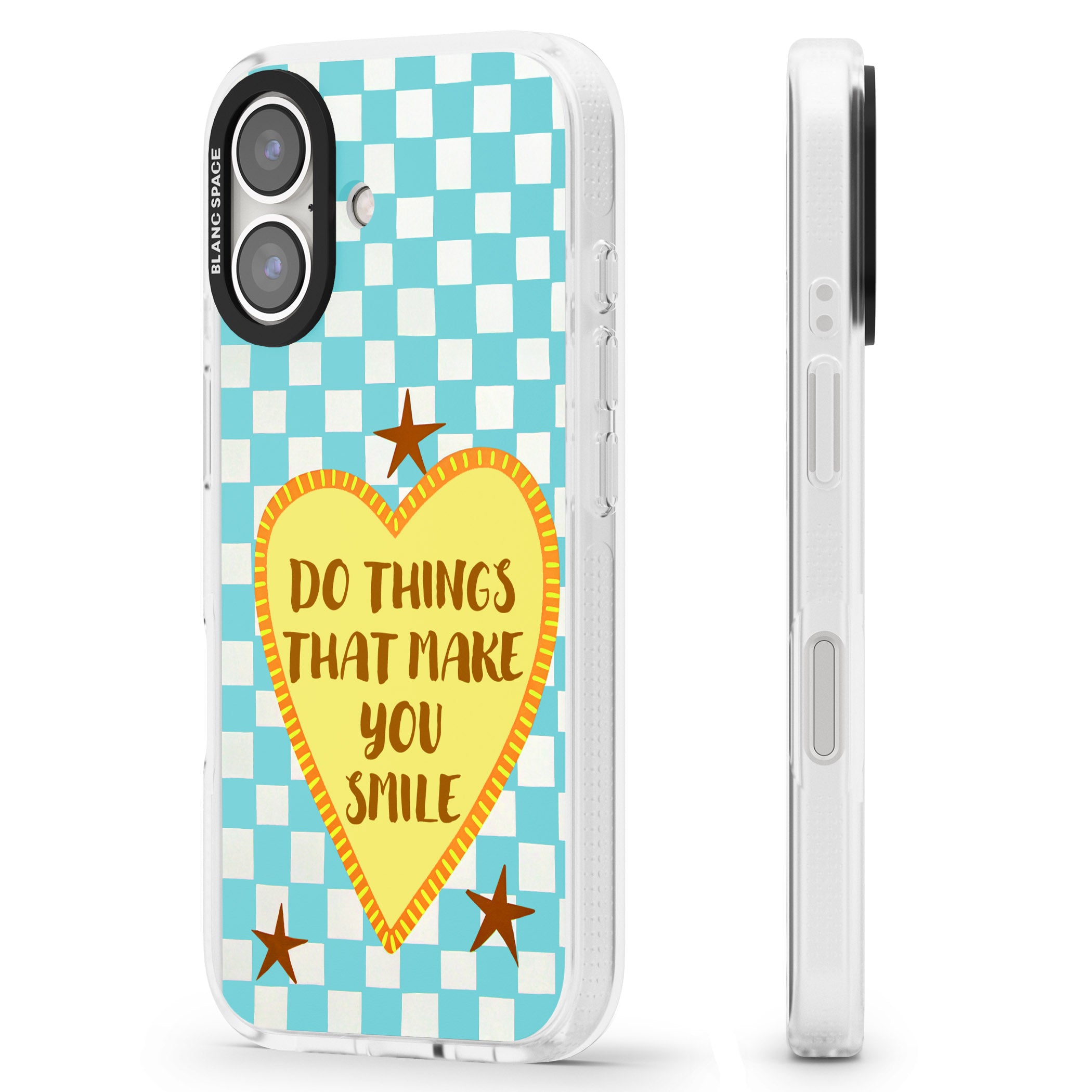 Do Things That Make You Smile iPhone 16 / 16 Plus Clear Case Impact Air - Blanc Space