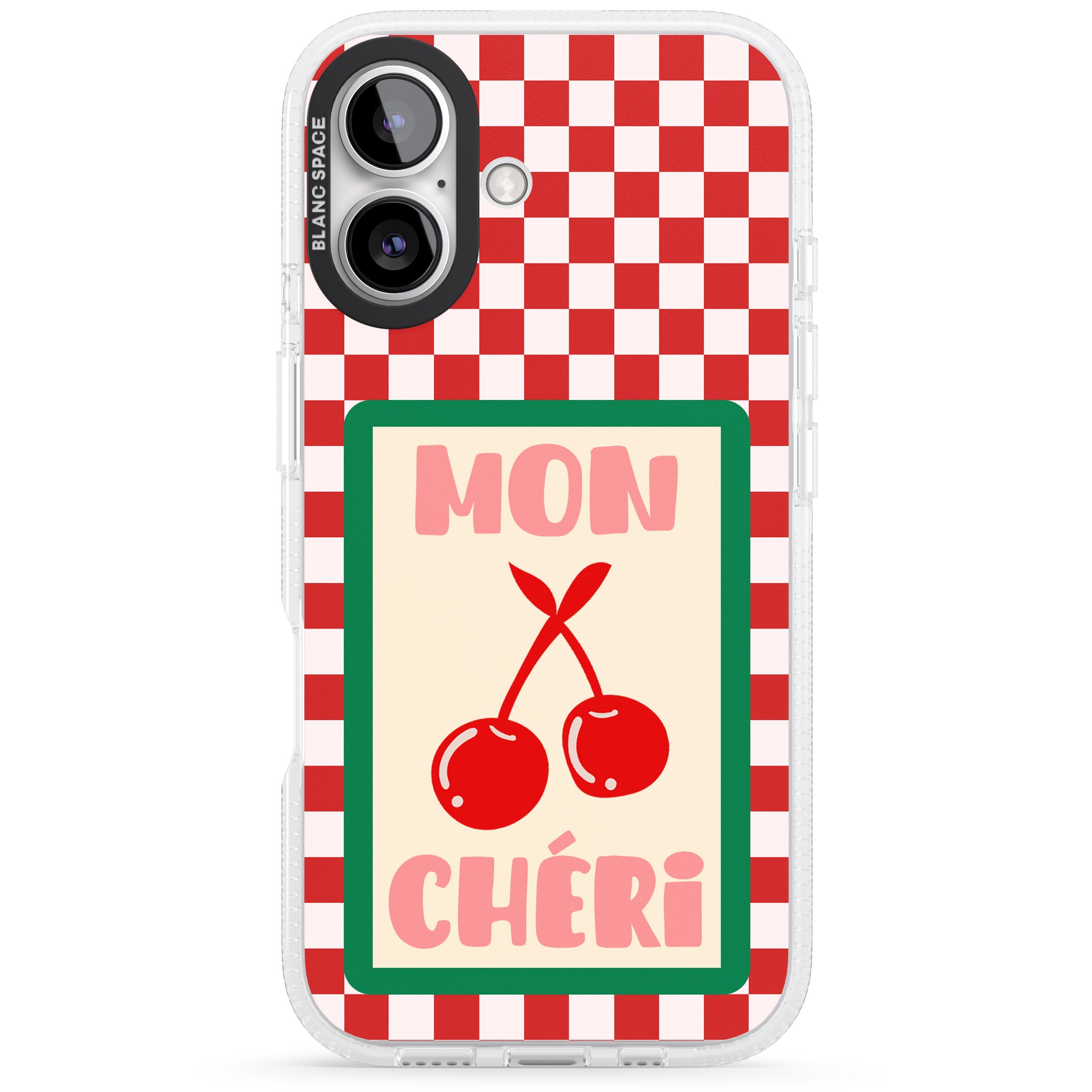 Mon Cheri iPhone 16 / 16 Plus Clear Case Impact Air - Blanc Space