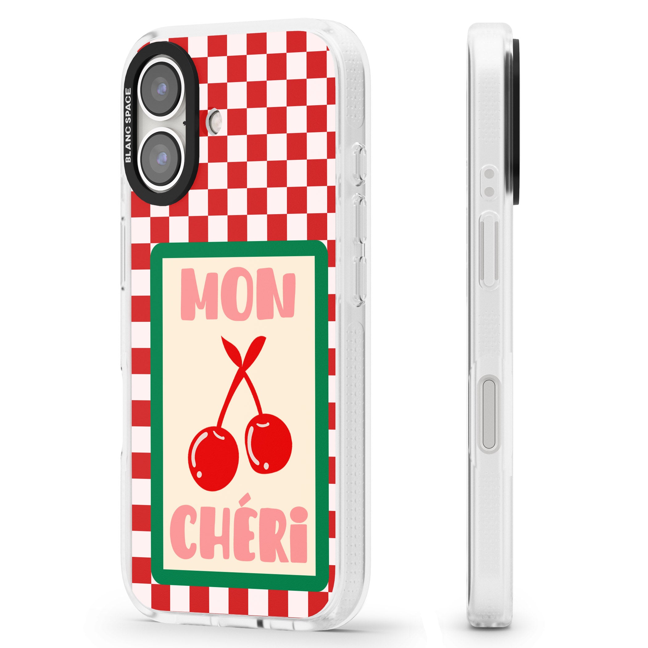 Mon Cheri iPhone 16 / 16 Plus Clear Case Impact Air - Blanc Space