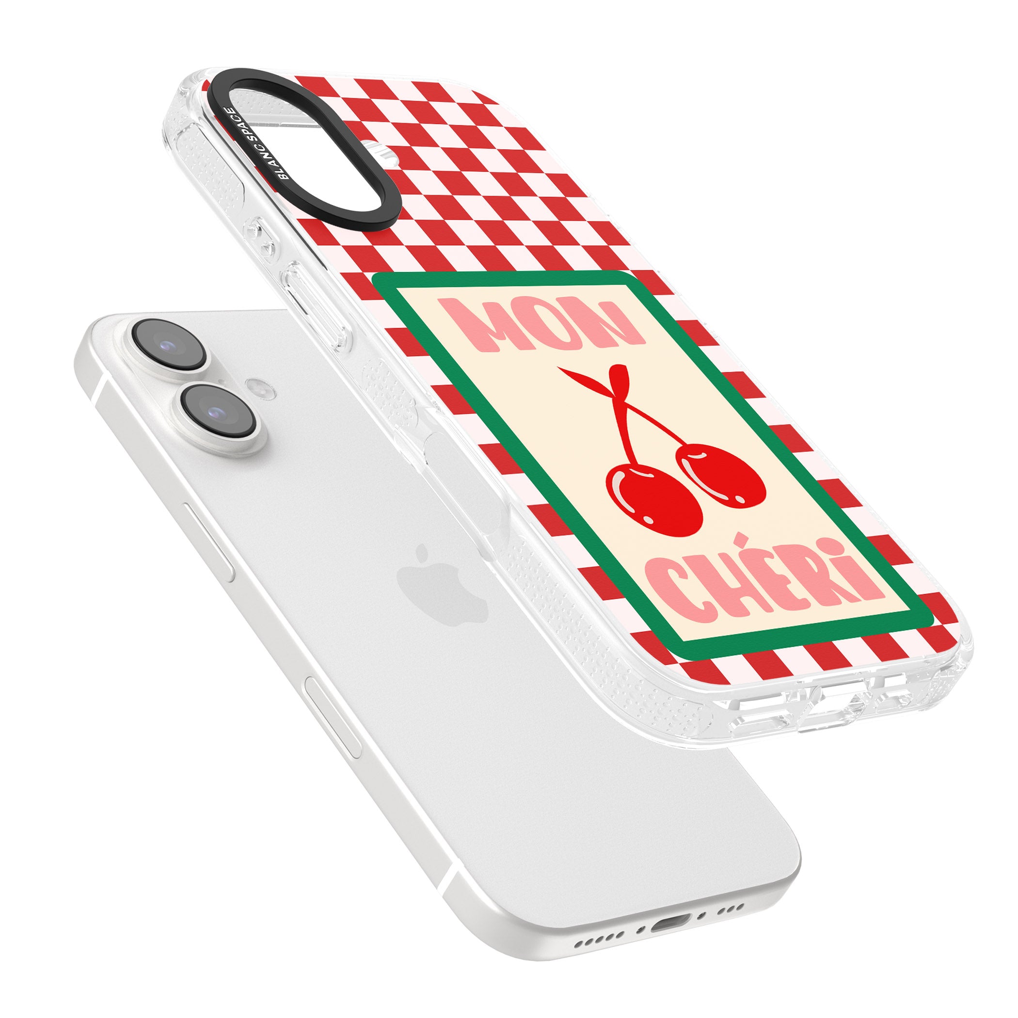 Mon Cheri iPhone 16 / 16 Plus Clear Case Impact Air - Blanc Space