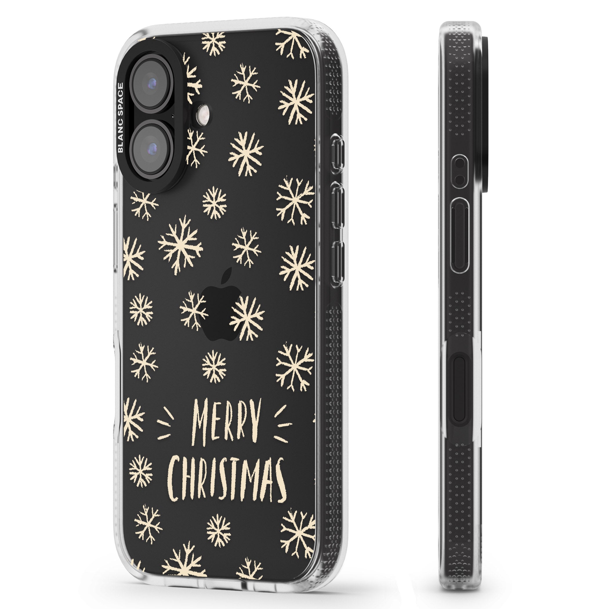Christmas Snowflake Pattern iPhone 16 / 16 Plus Clear Case Impact Air - Blanc Space