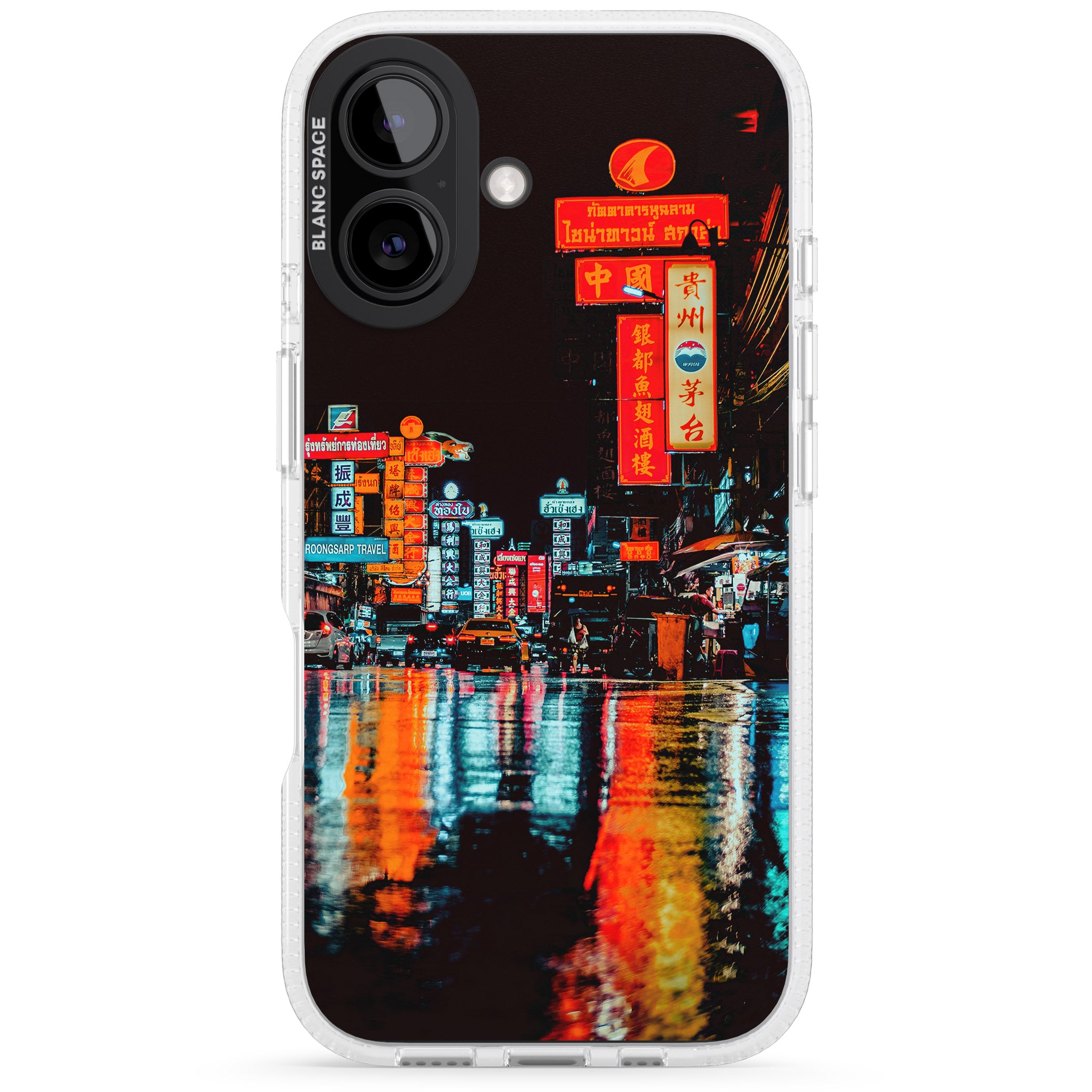 Neon City iPhone 16 / 16 Plus Clear Case Impact Air - Blanc Space