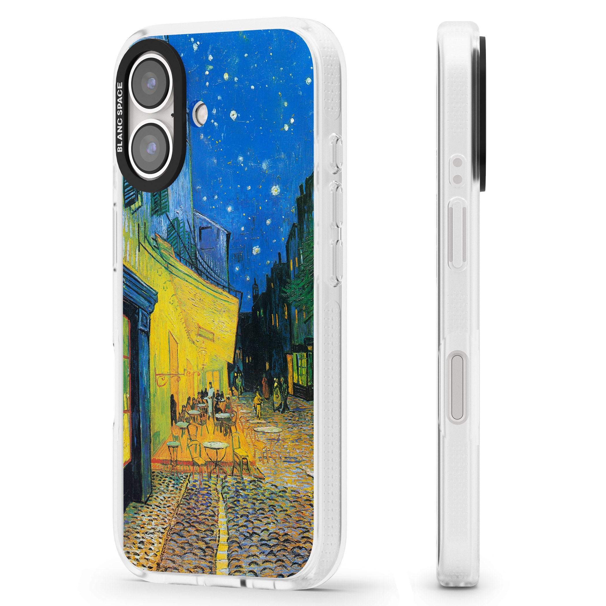 Café Terrace at Night iPhone 16 / 16 Plus Clear Case Impact Air - Blanc Space