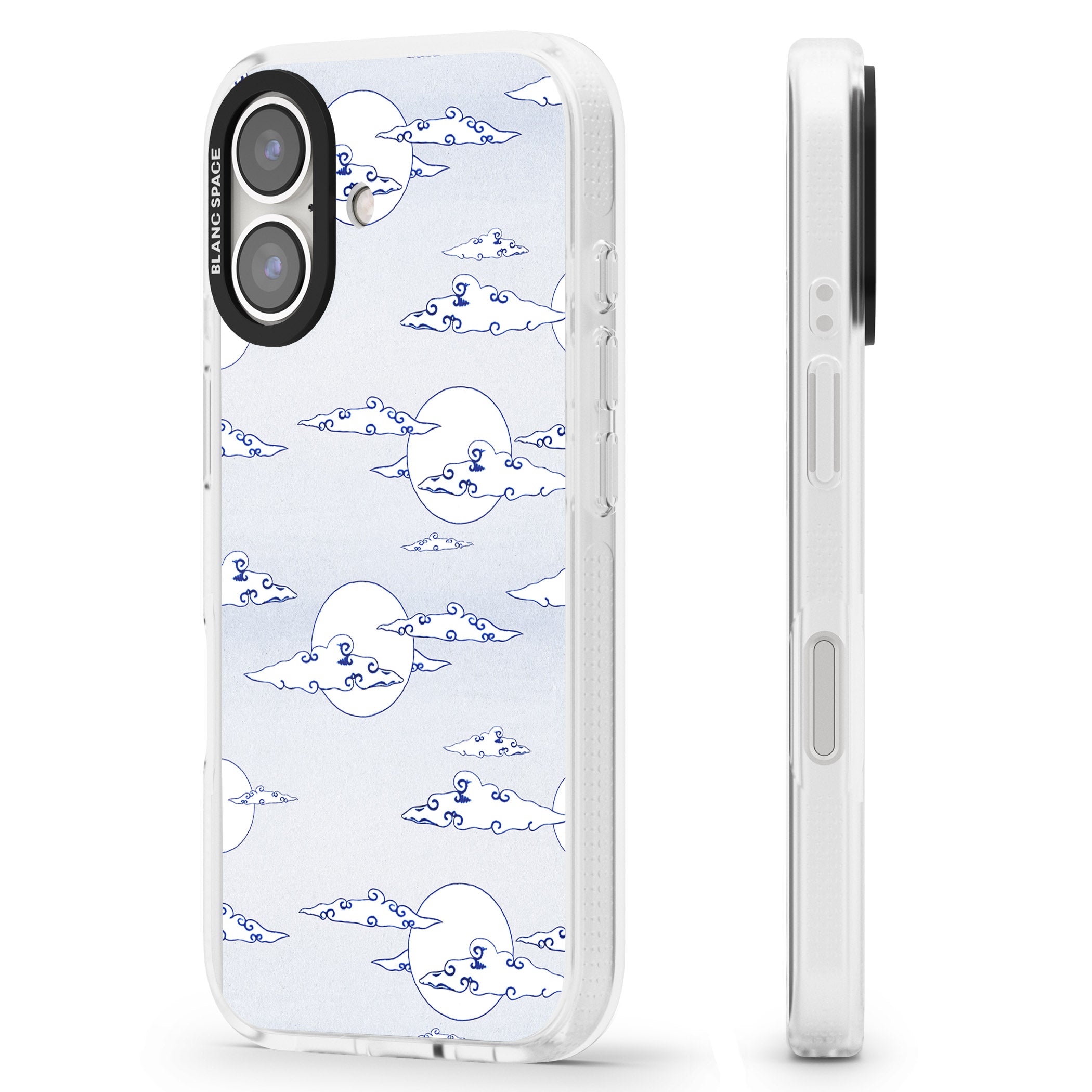 Moon & Clouds iPhone 16 / 16 Plus Clear Case Impact Air - Blanc Space