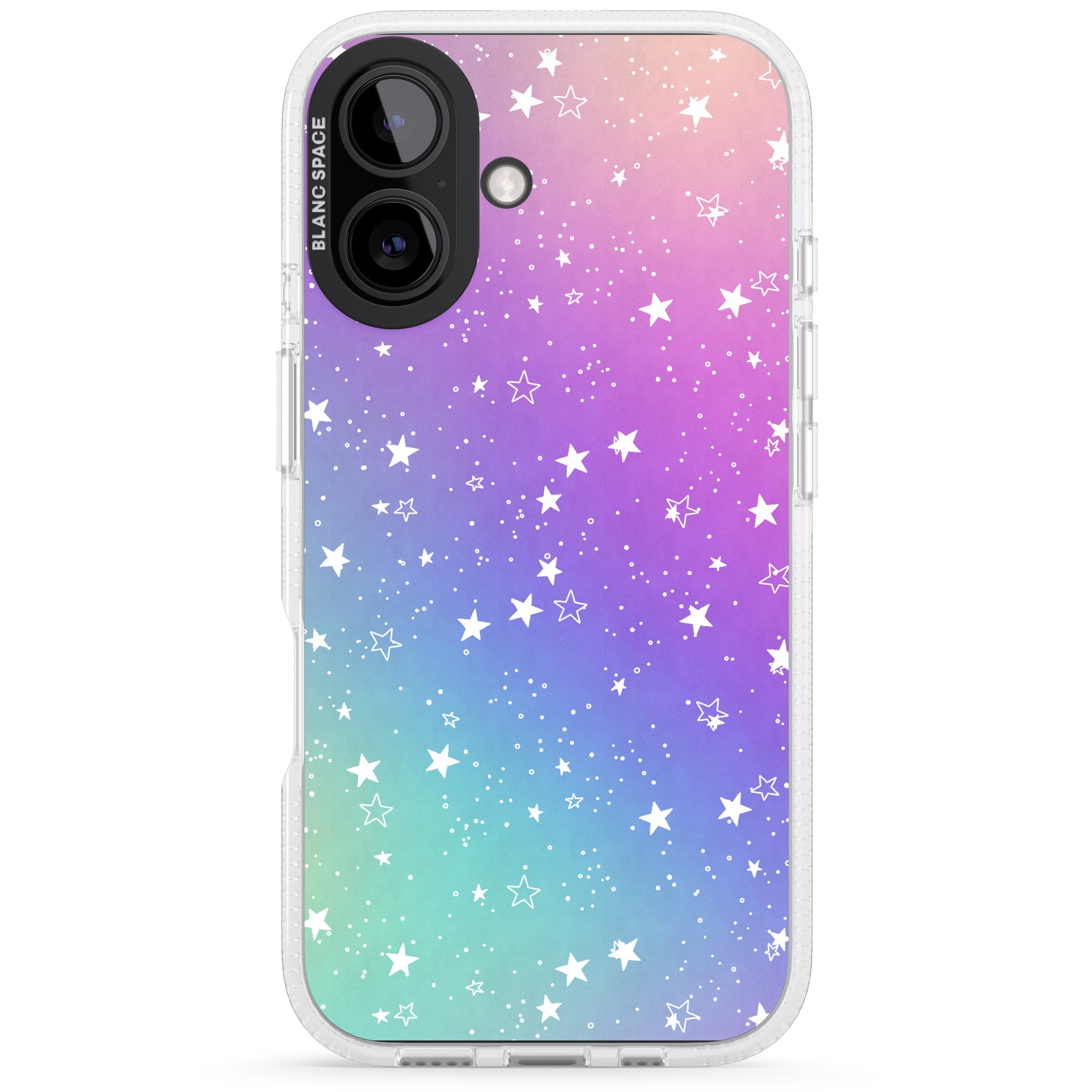 White Stars on Pastels iPhone 16 / 16 Plus Clear Case Impact Air - Blanc Space