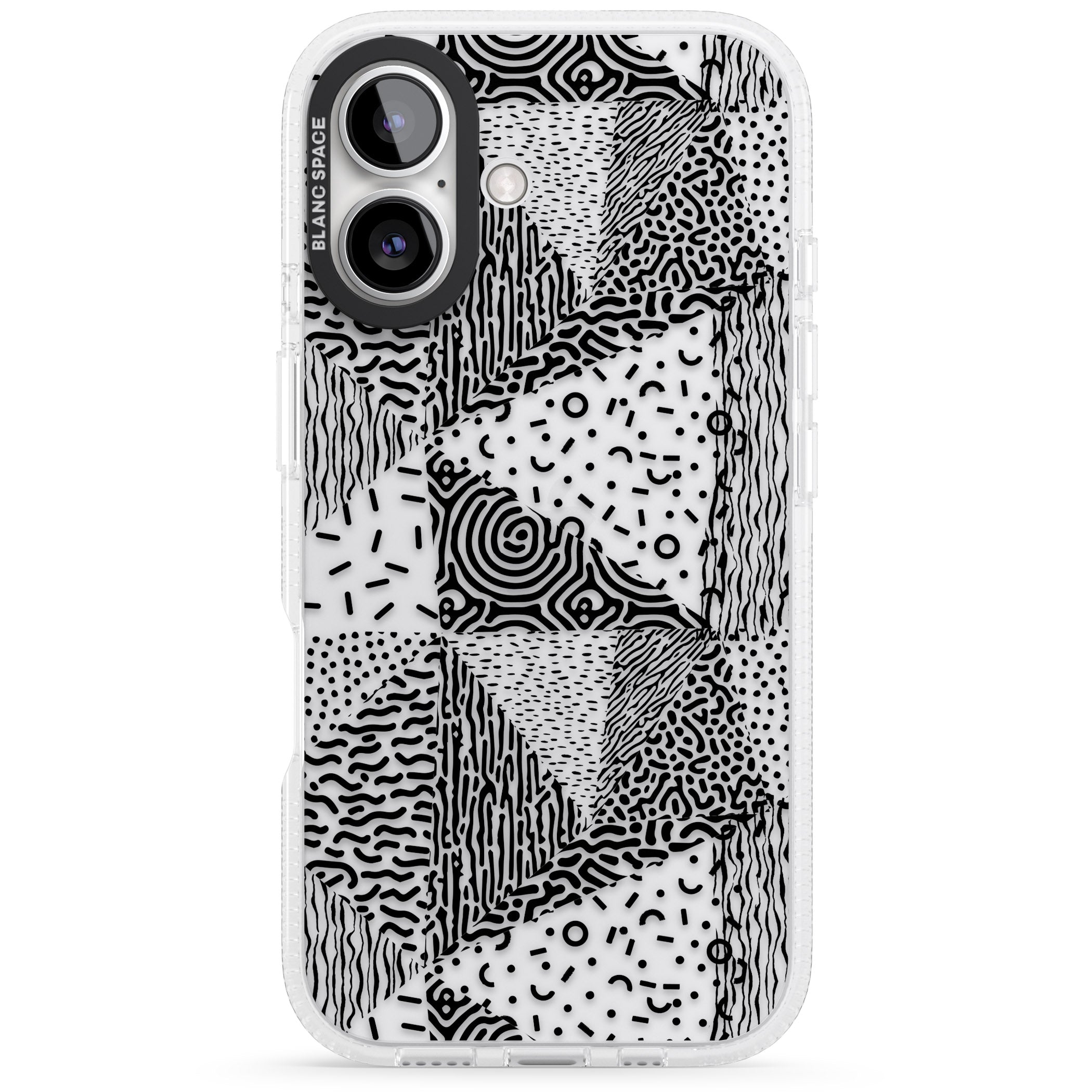 Pattern Mashup (Black) iPhone 16 / 16 Plus Clear Case Impact Air - Blanc Space