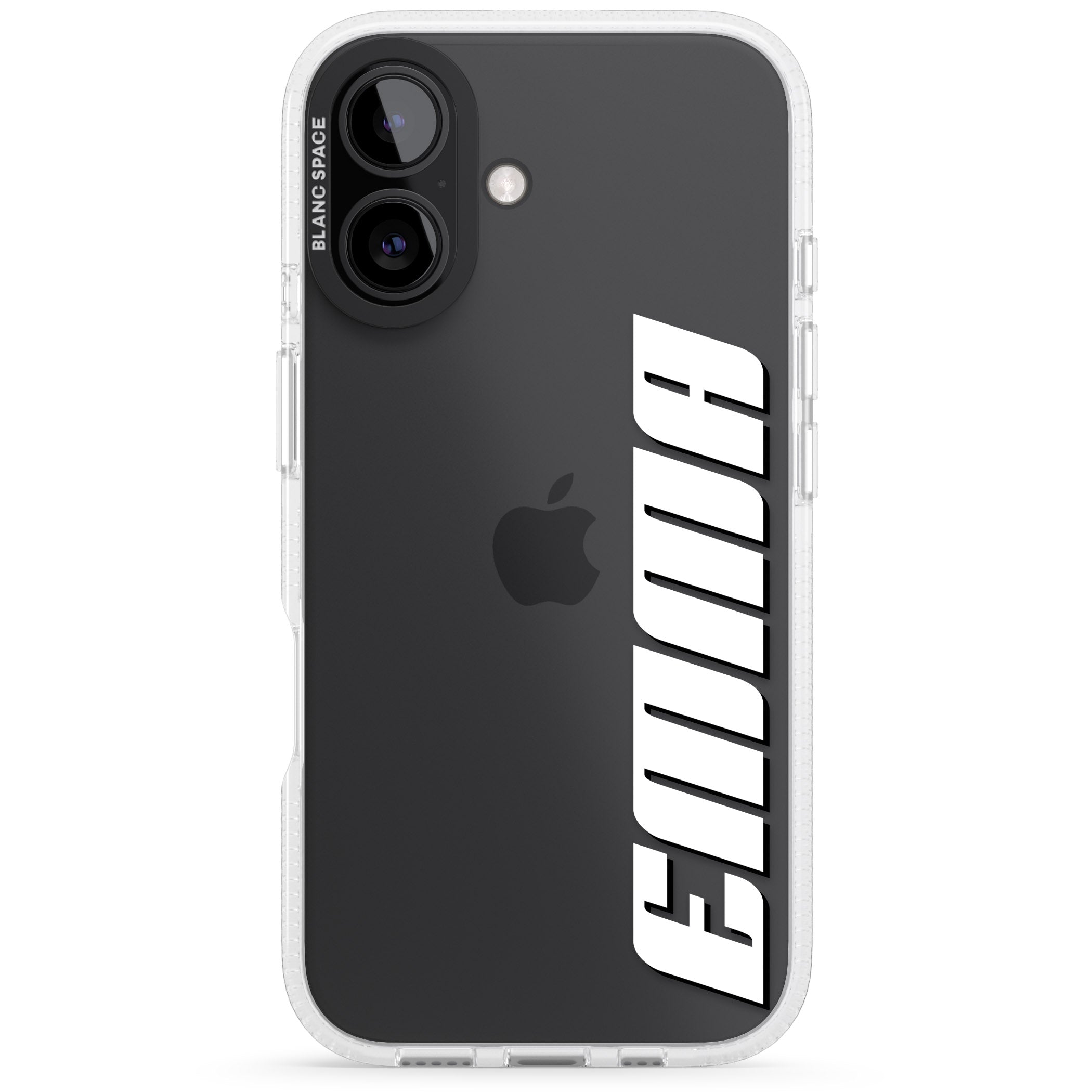 Personalised Clear Text 4B iPhone 16 / 16 Plus Clear Case Impact Air - Blanc Space