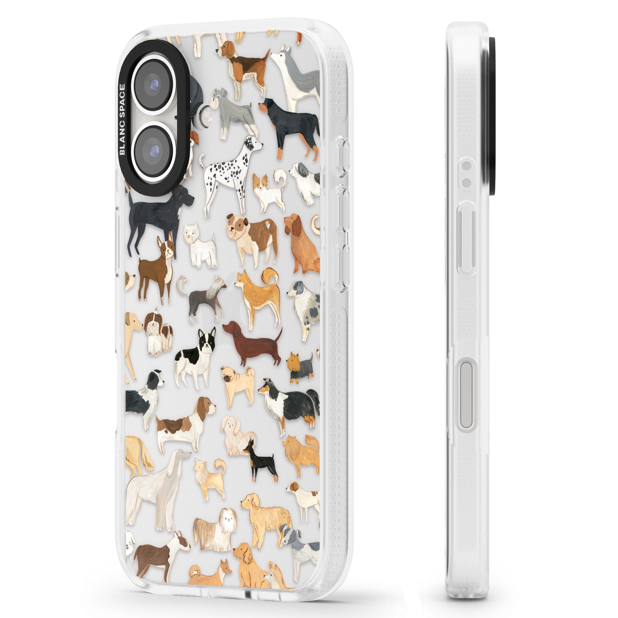 Hand Painted Dogs iPhone 16 / 16 Plus Clear Case Impact Air - Blanc Space