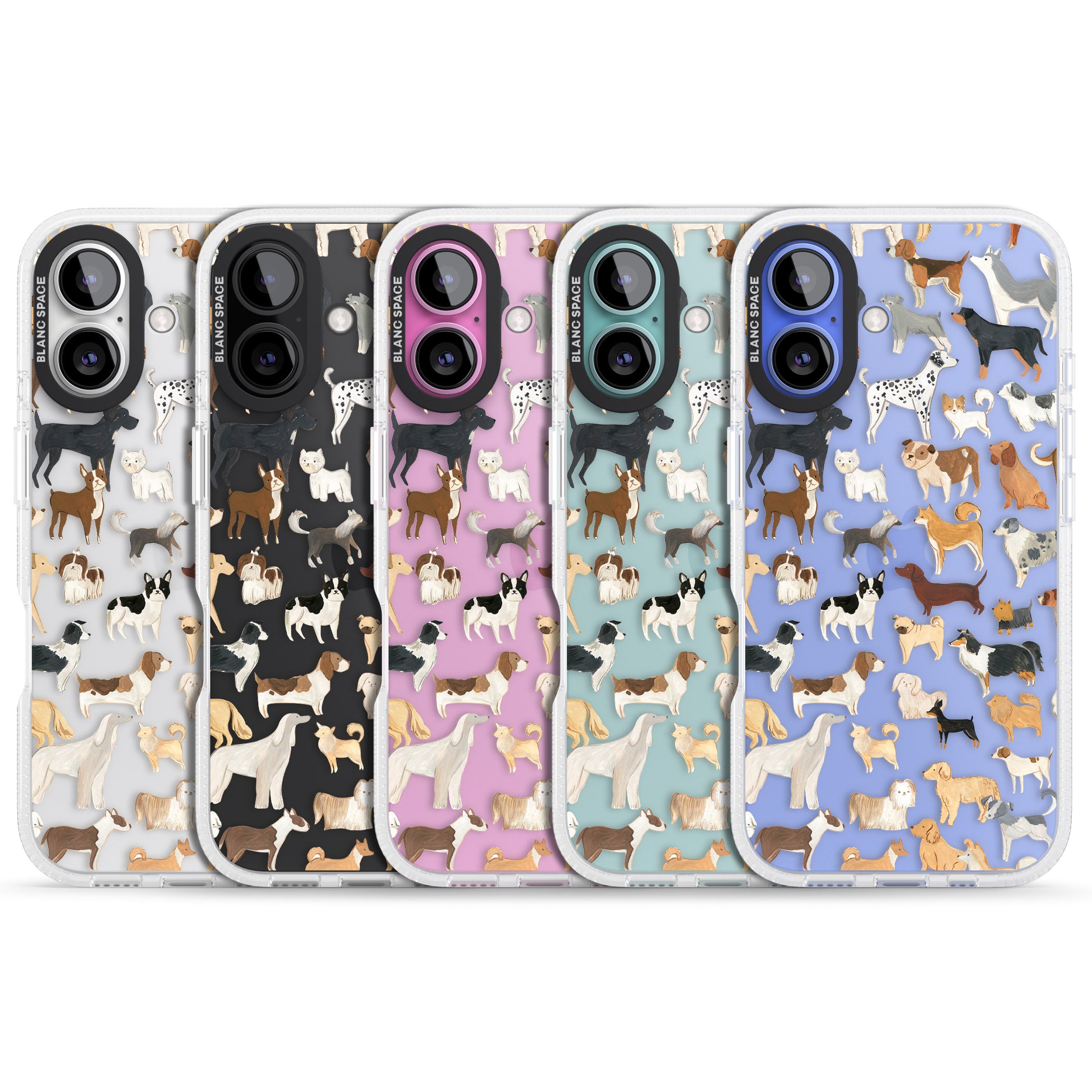 Hand Painted Dogs iPhone 16 / 16 Plus Clear Case Impact Air - Blanc Space