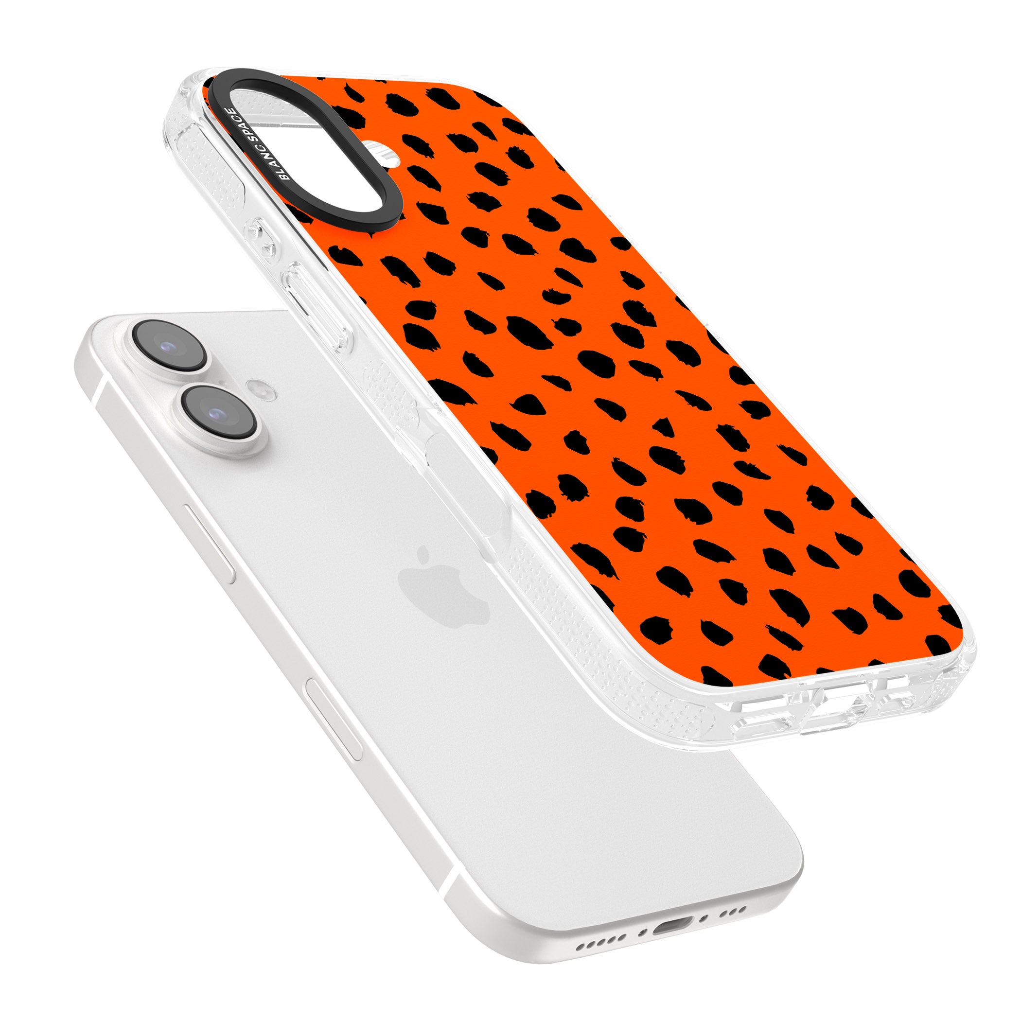 Black & Bright Red Dalmatian Polka Dot Spots iPhone 16 / 16 Plus Clear Case Impact Air - Blanc Space