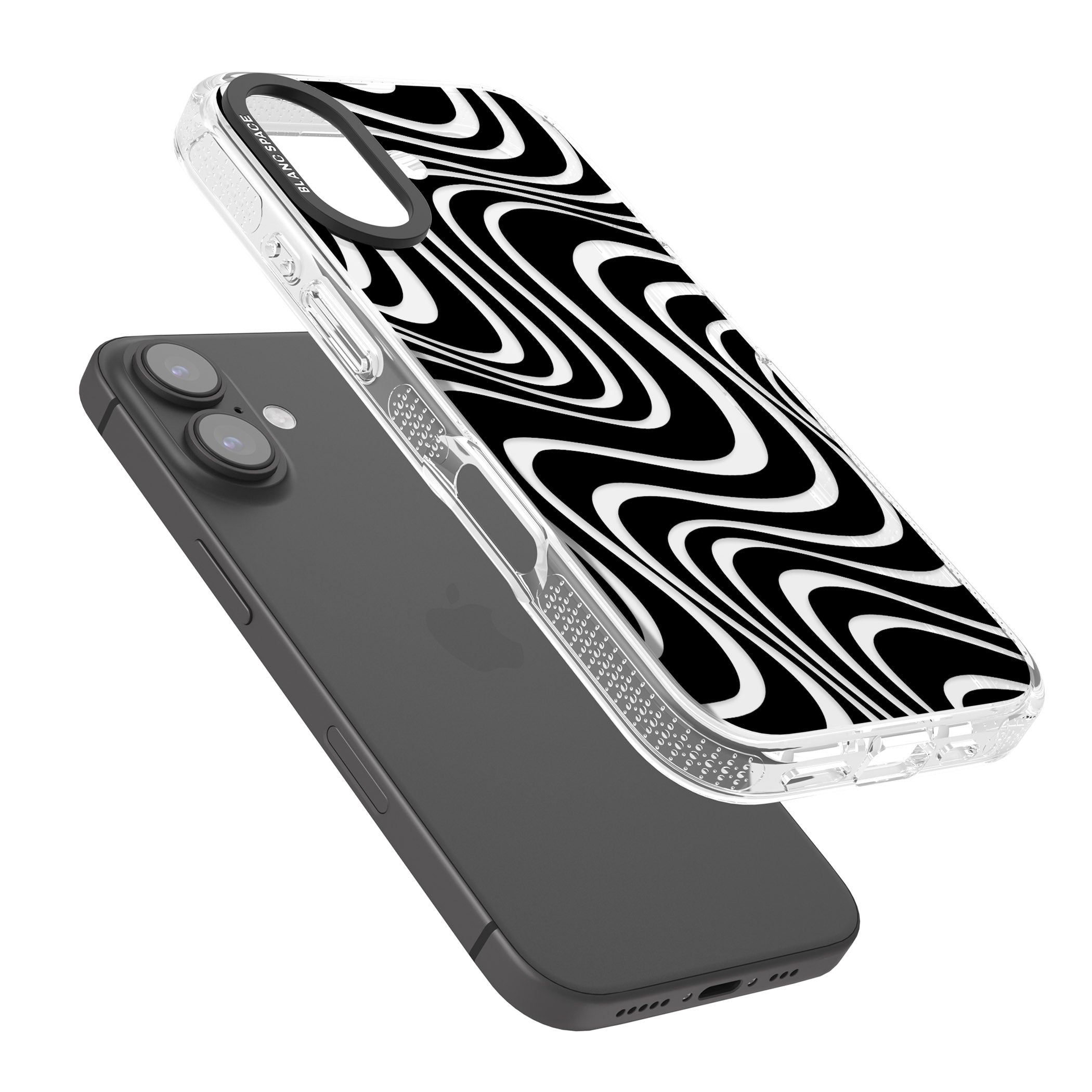 Abstract Waves iPhone 16 / 16 Plus Clear Case Impact Air - Blanc Space