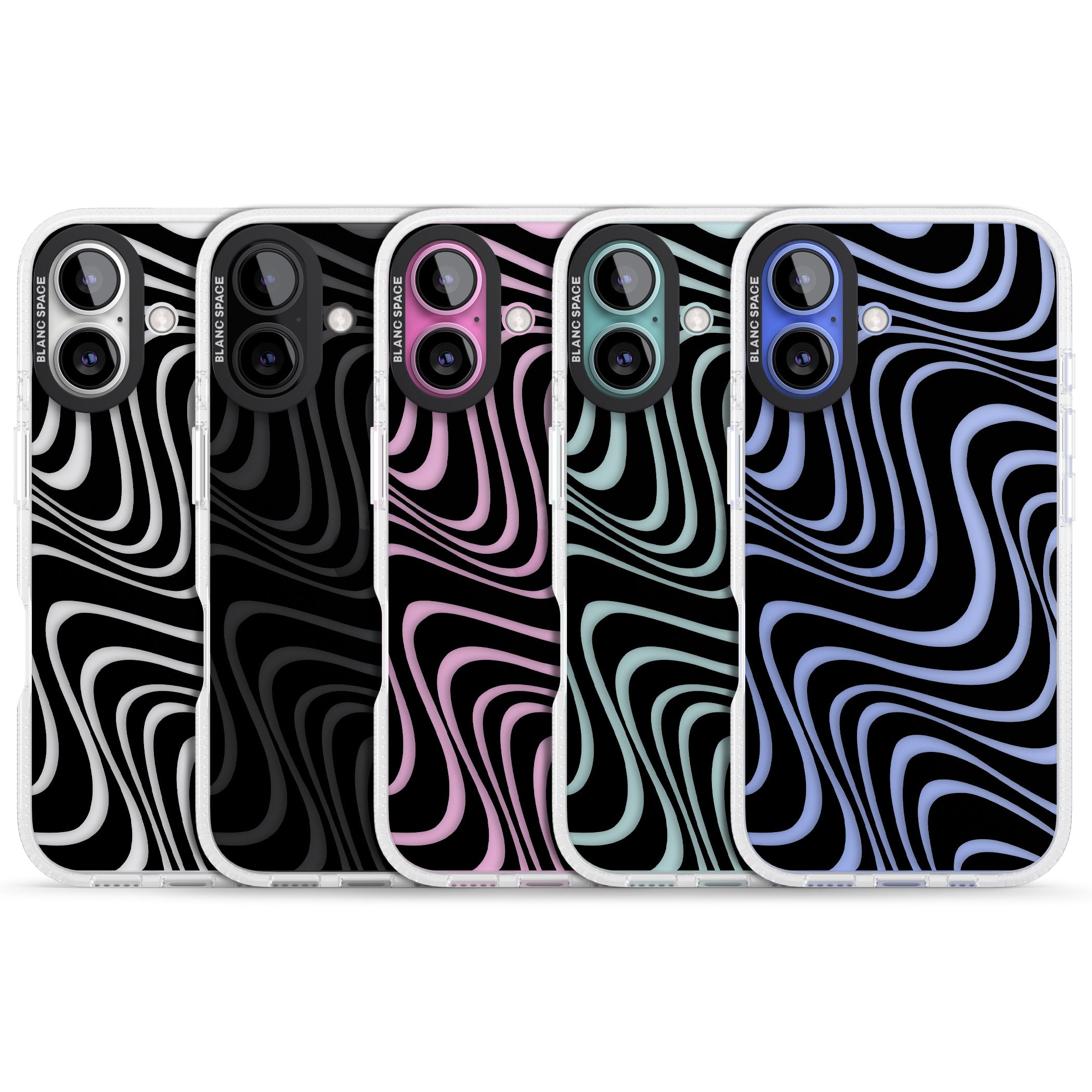 Abstract Waves iPhone 16 / 16 Plus Clear Case Impact Air - Blanc Space