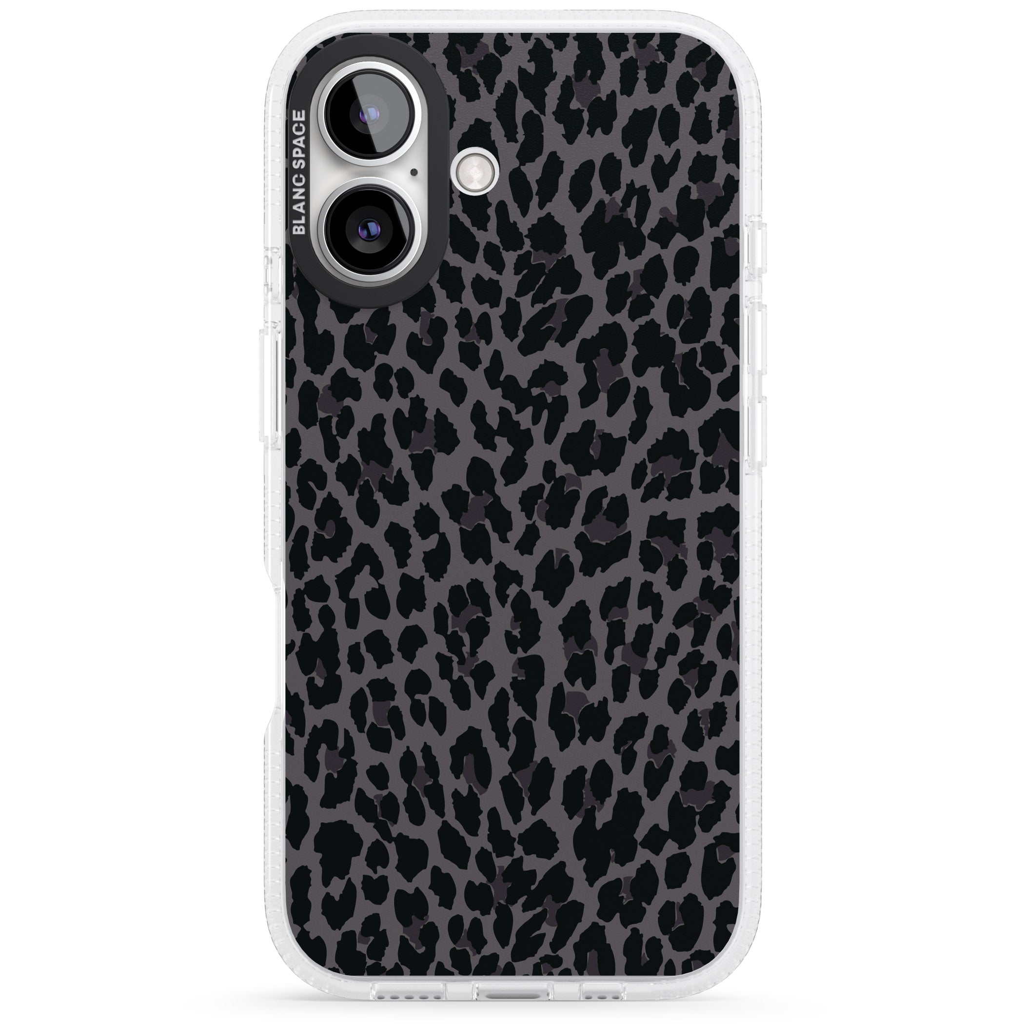 Dark Animal Print Pattern Small Leopard iPhone 16 / 16 Plus Clear Case Impact Air - Blanc Space