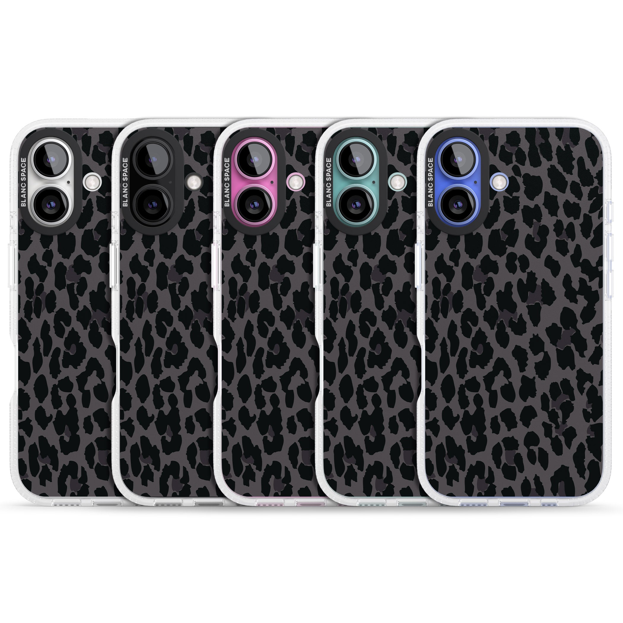 Dark Animal Print Pattern Large Leopard iPhone 16 / 16 Plus Clear Case Impact Air - Blanc Space