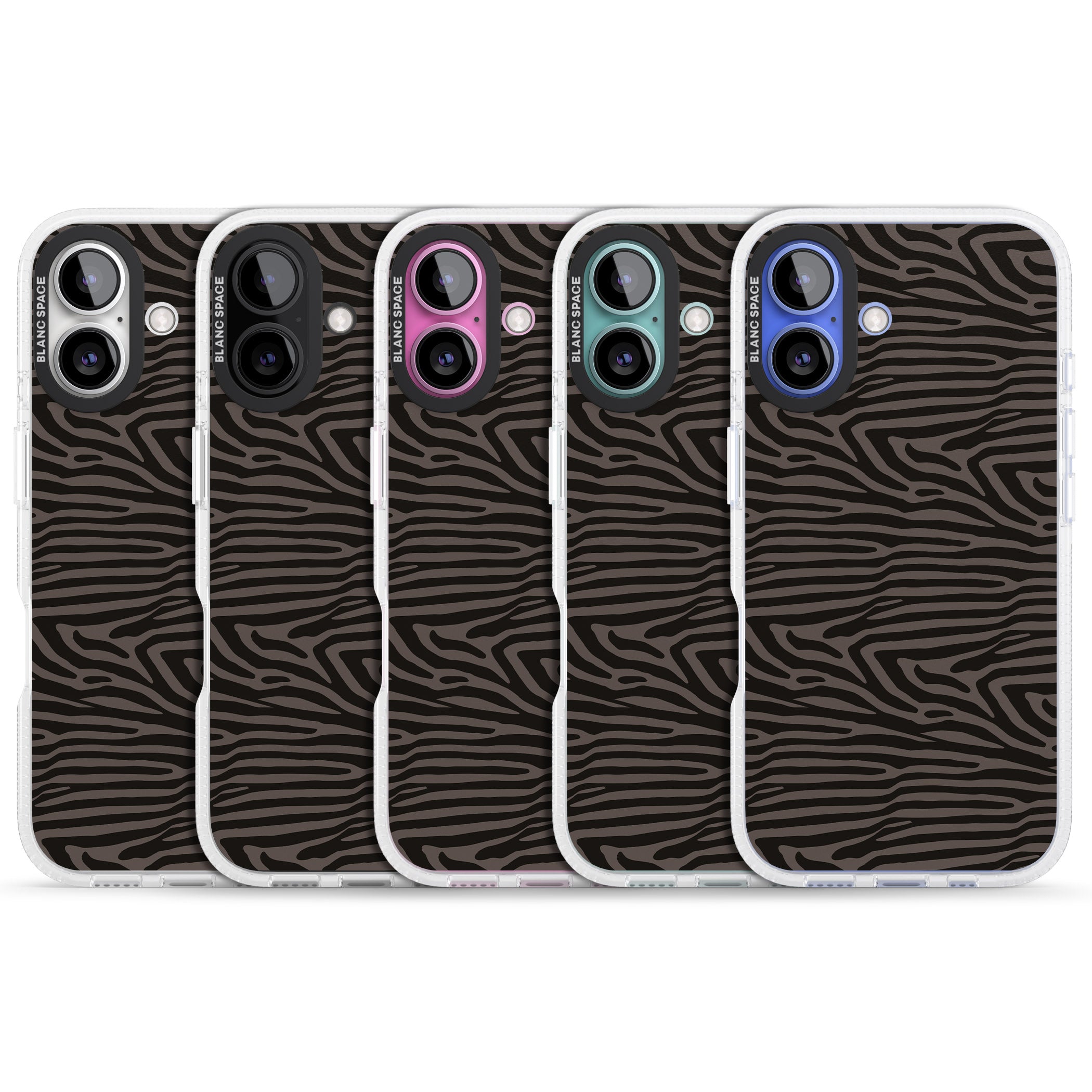 Dark Animal Print Pattern Zebra iPhone 16 / 16 Plus Clear Case Impact Air - Blanc Space