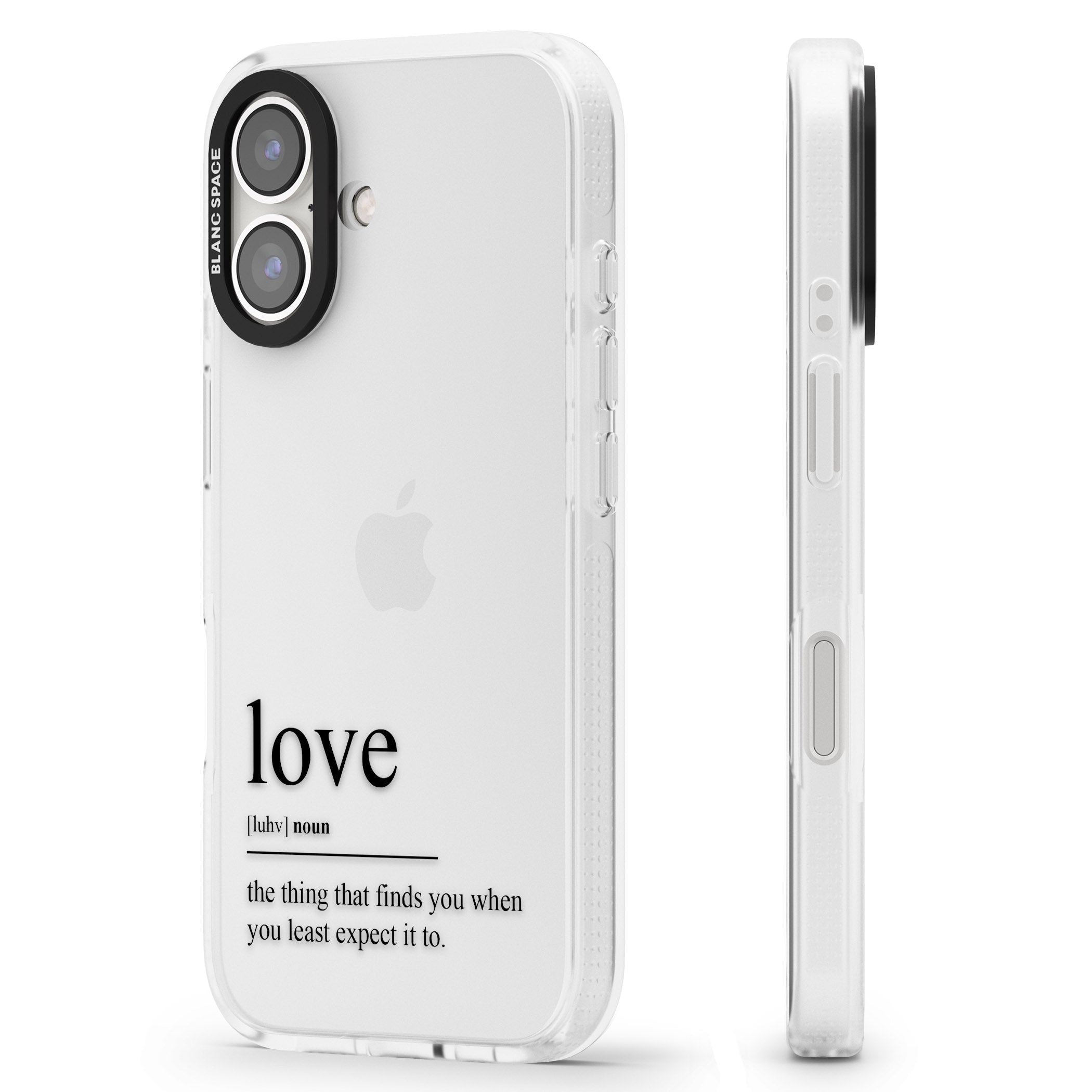 Love iPhone 16 / 16 Plus Clear Case Impact Air - Blanc Space