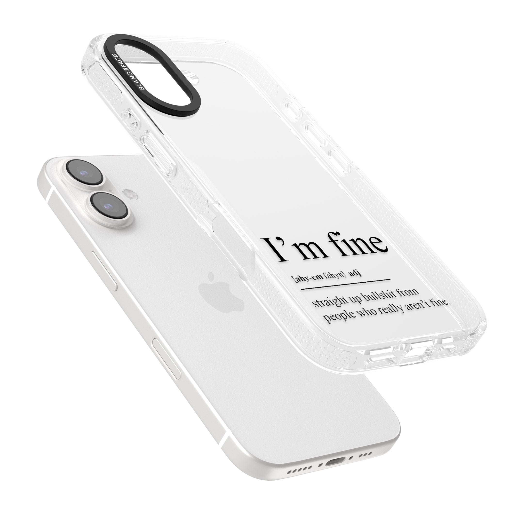 I'm Fine iPhone 16 / 16 Plus Clear Case Impact Air - Blanc Space
