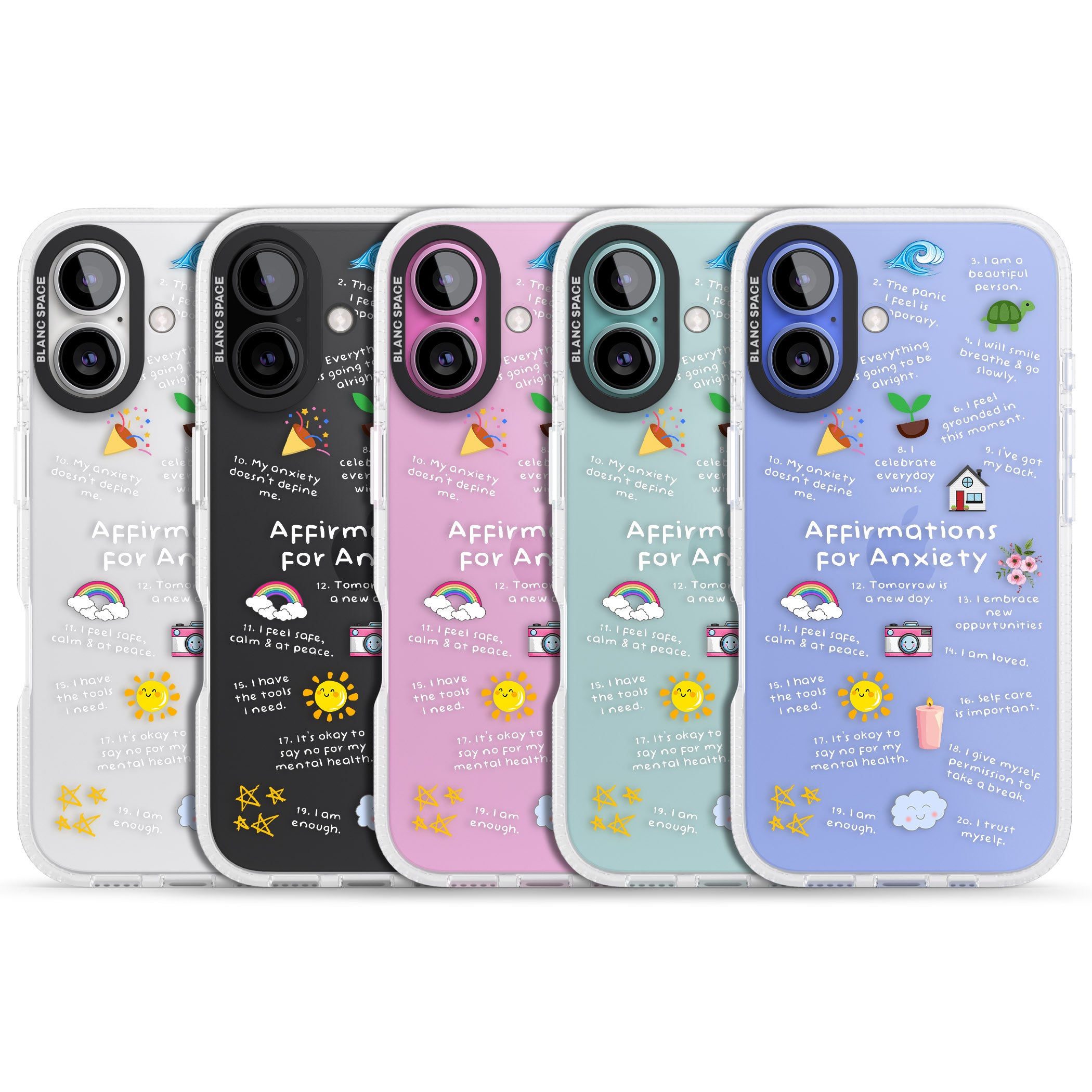 Anxiety White Text iPhone 16 / 16 Plus Clear Case Impact Air - Blanc Space