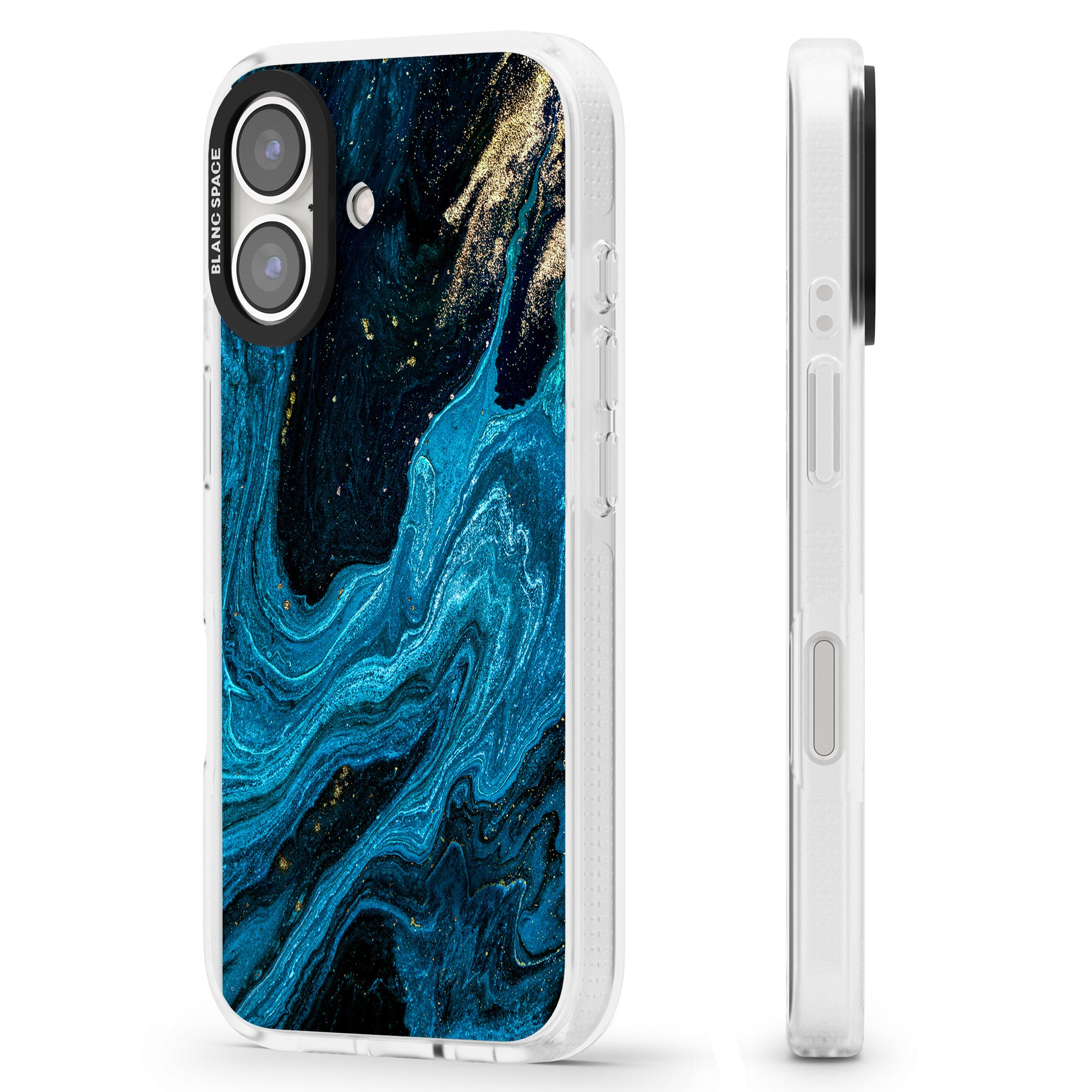 Saphire Lagoon iPhone 16 / 16 Plus Clear Case Impact Air - Blanc Space