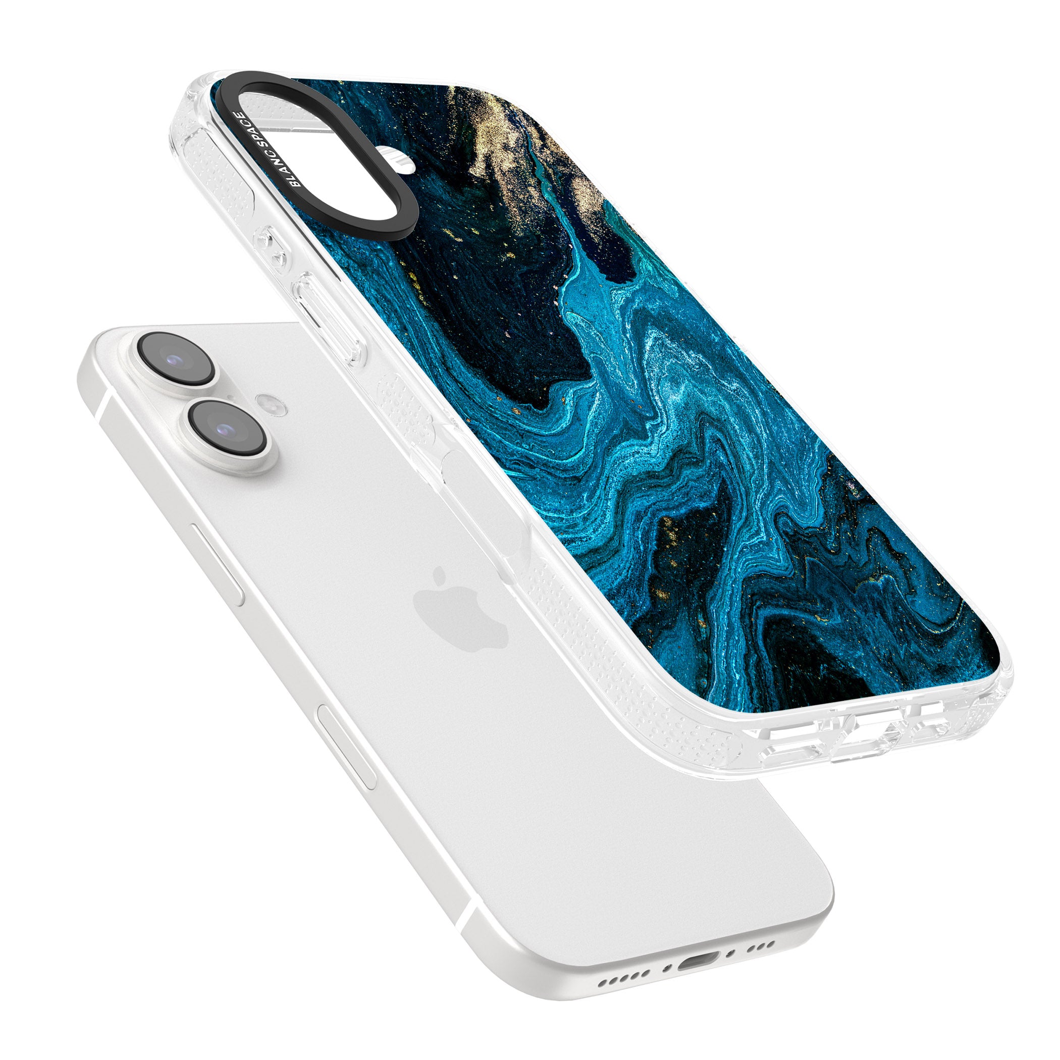 Saphire Lagoon iPhone 16 / 16 Plus Clear Case Impact Air - Blanc Space