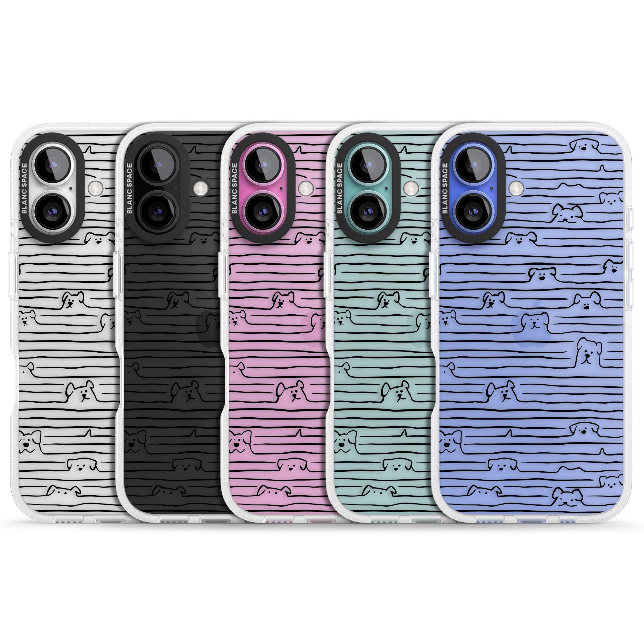 Dog Line Art - Black iPhone 16 / 16 Plus Clear Case Impact Air - Blanc Space