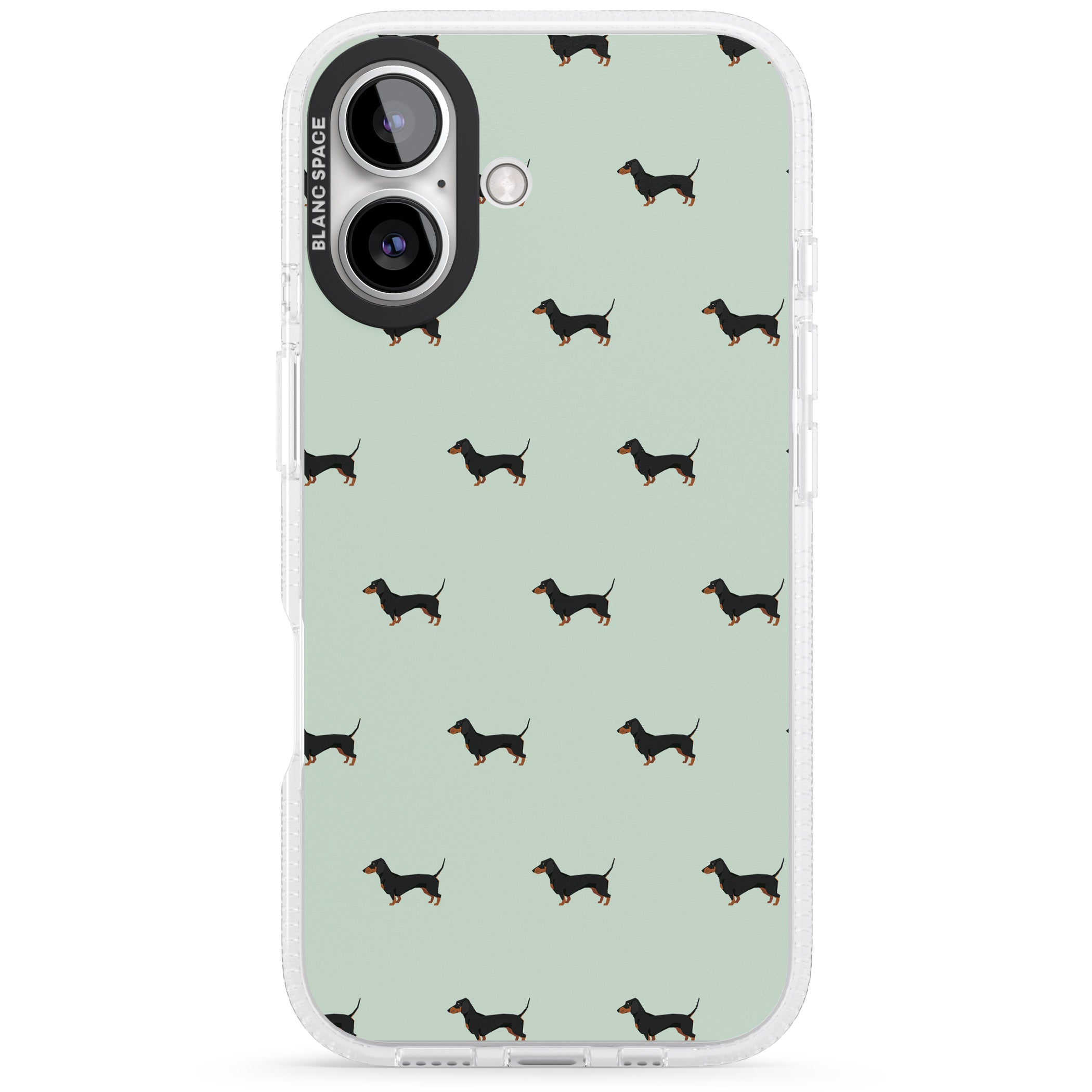 Dachshund Dog Pattern iPhone 16 / 16 Plus Clear Case Impact Air - Blanc Space