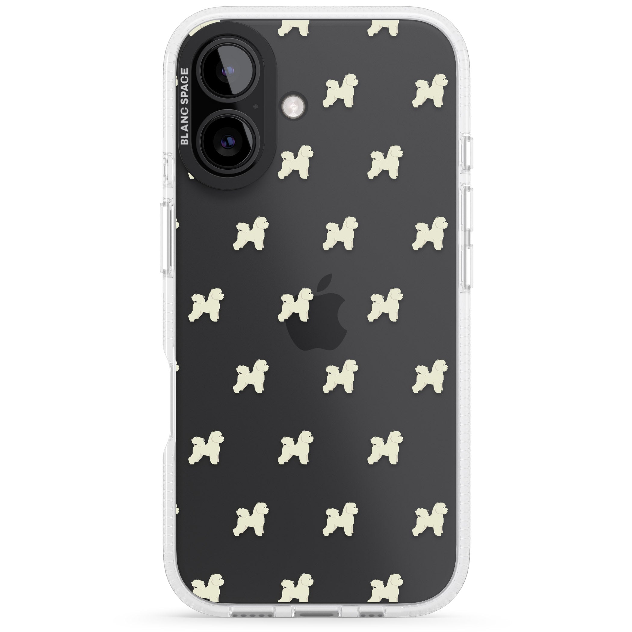 Bichon Frise Dog Pattern Clear iPhone 16 / 16 Plus Clear Case Impact Air - Blanc Space