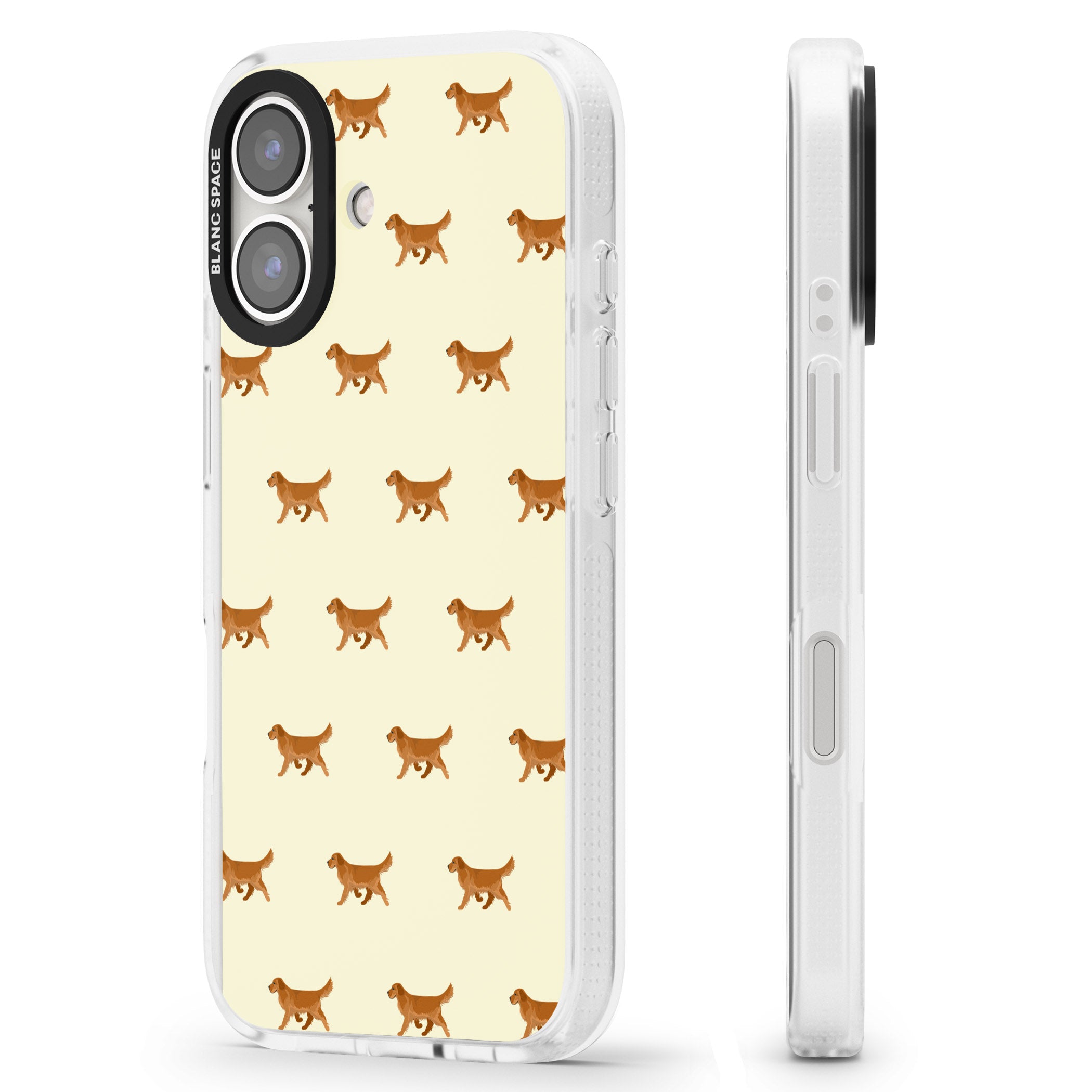 Golden Retriever Dog Pattern iPhone 16 / 16 Plus Clear Case Impact Air - Blanc Space