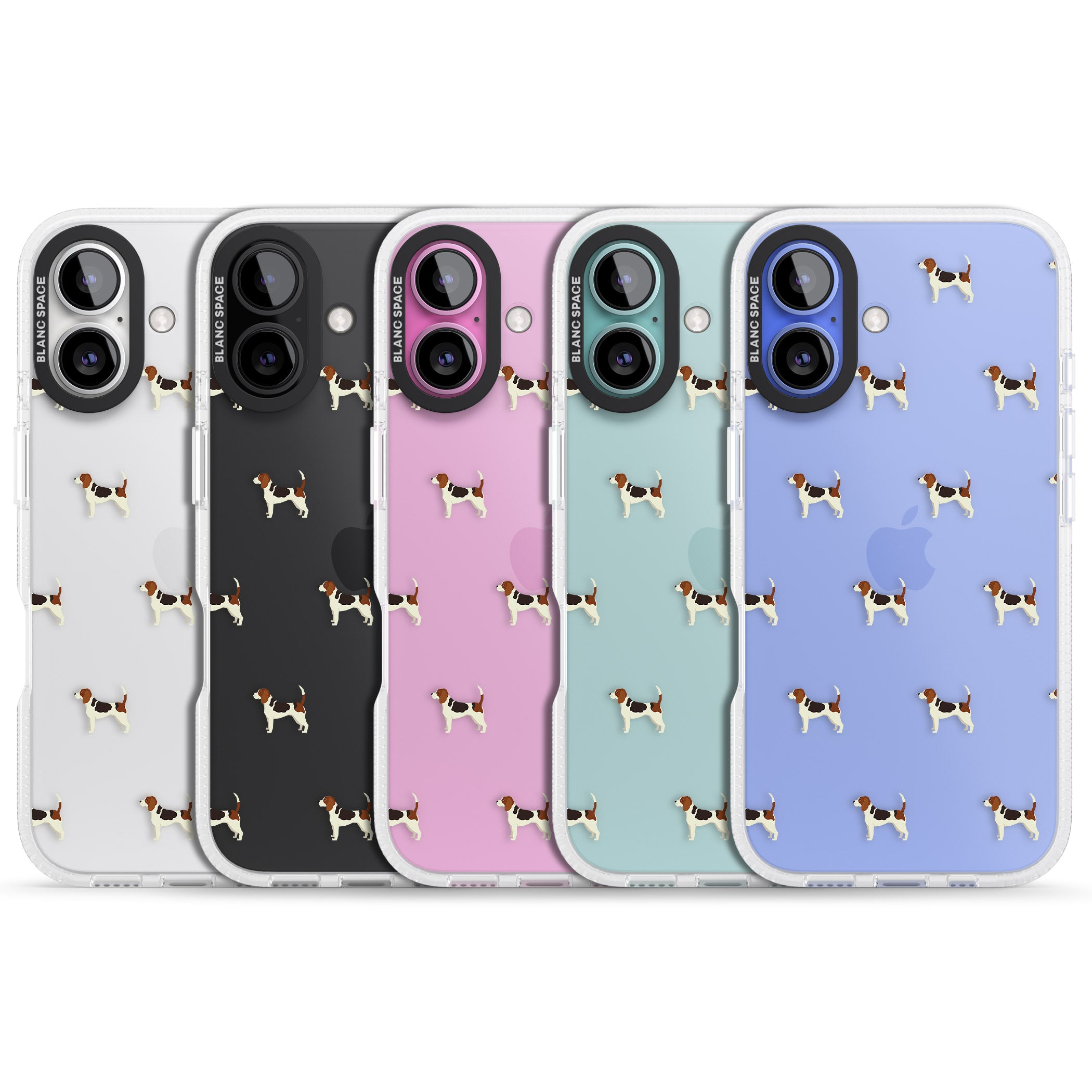 Beagle Dog Pattern Clear iPhone 16 / 16 Plus Clear Case Impact Air - Blanc Space