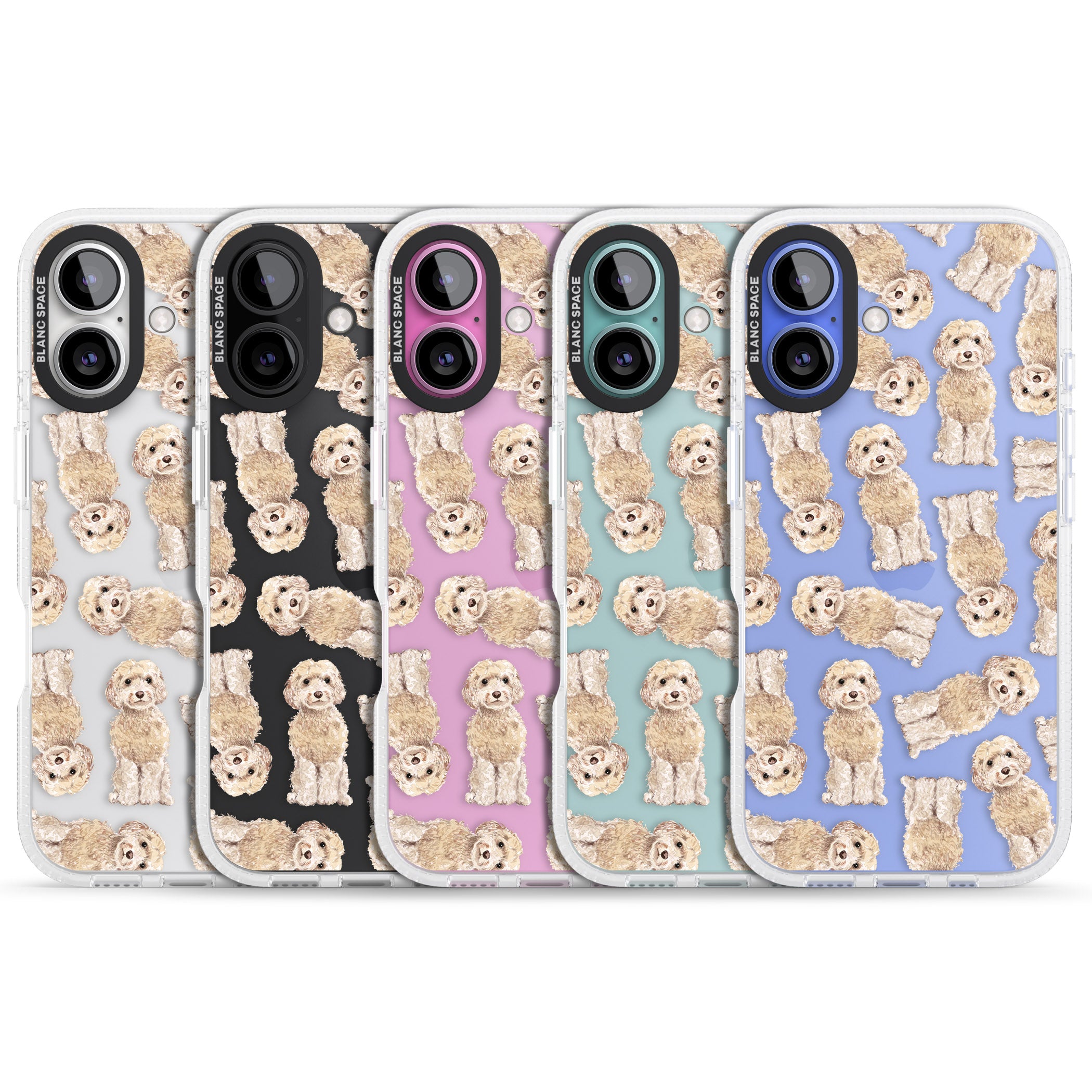 Cockapoo (Champagne) Watercolour Dog Pattern iPhone 16 / 16 Plus Clear Case Impact Air - Blanc Space