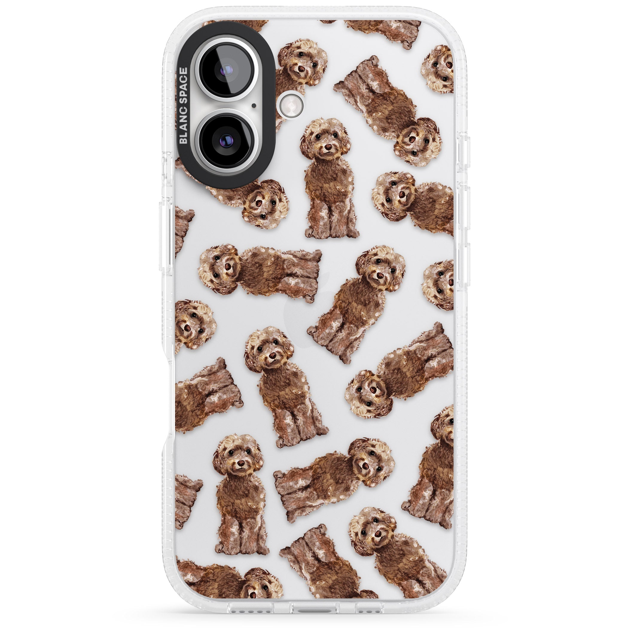 Cockapoo (Brown) Watercolour Dog Pattern iPhone 16 / 16 Plus Clear Case Impact Air - Blanc Space