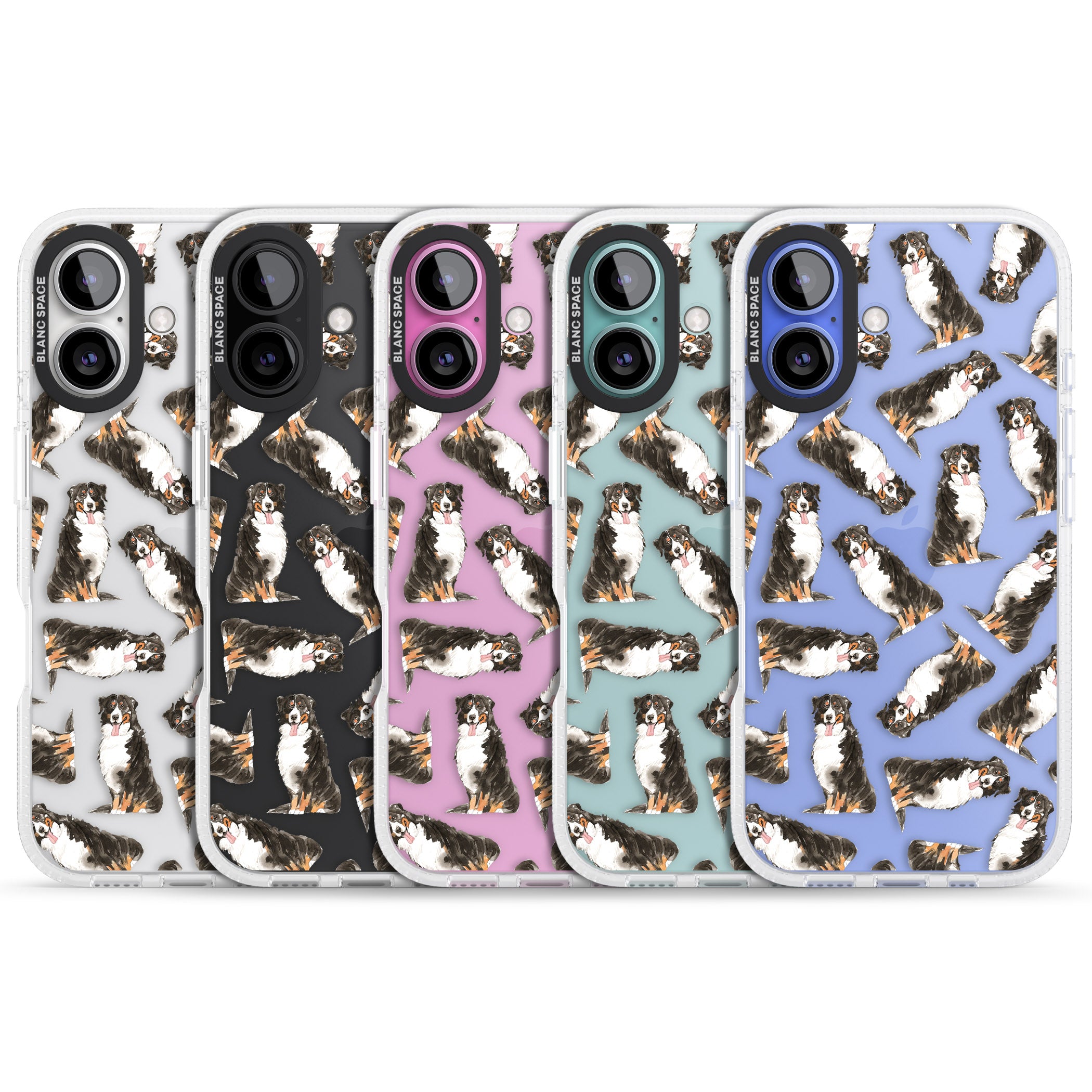 Bernese Mountain Dog Watercolour Dog Pattern iPhone 16 / 16 Plus Clear Case Impact Air - Blanc Space