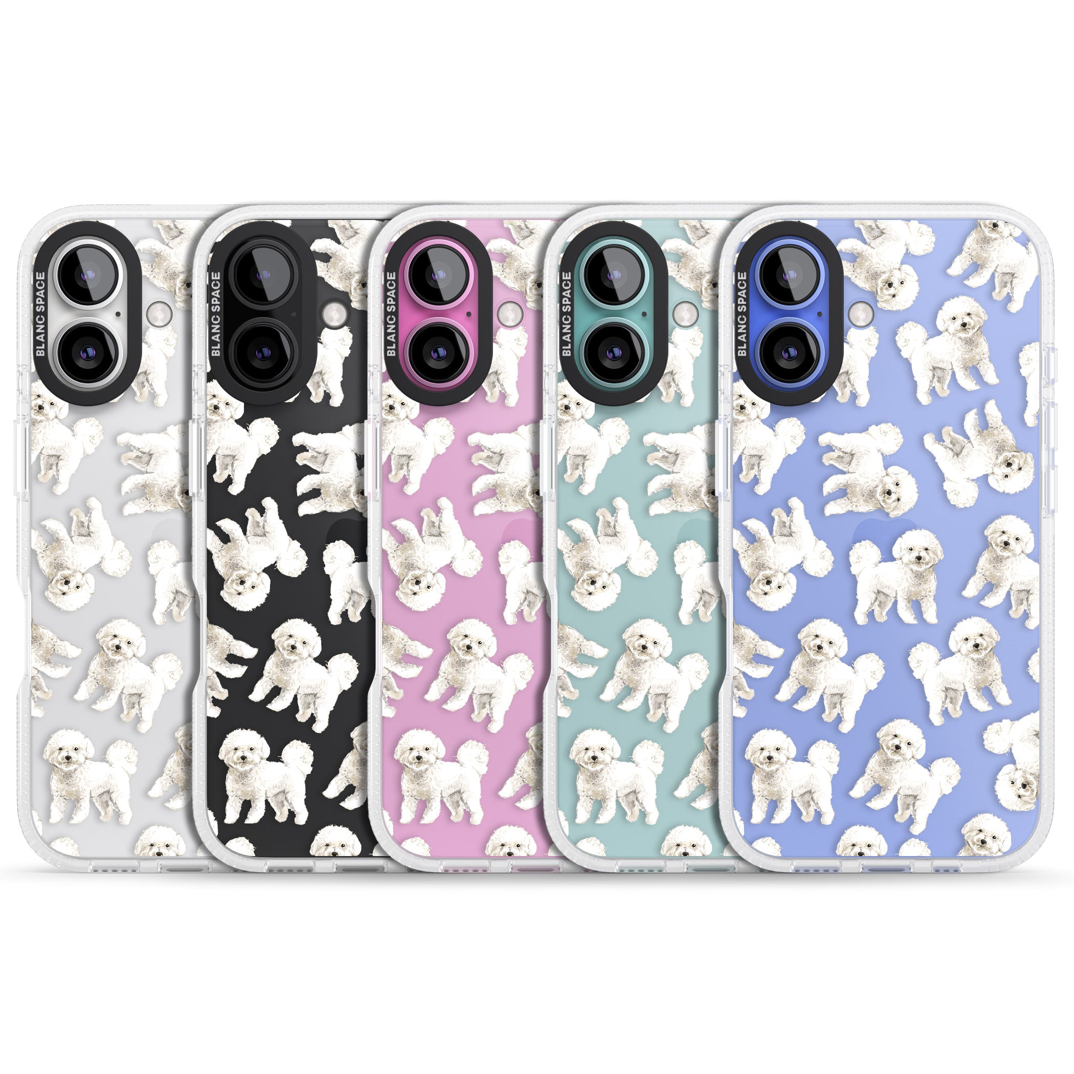 Bichon Frise Watercolour Dog Pattern iPhone 16 / 16 Plus Clear Case Impact Air - Blanc Space