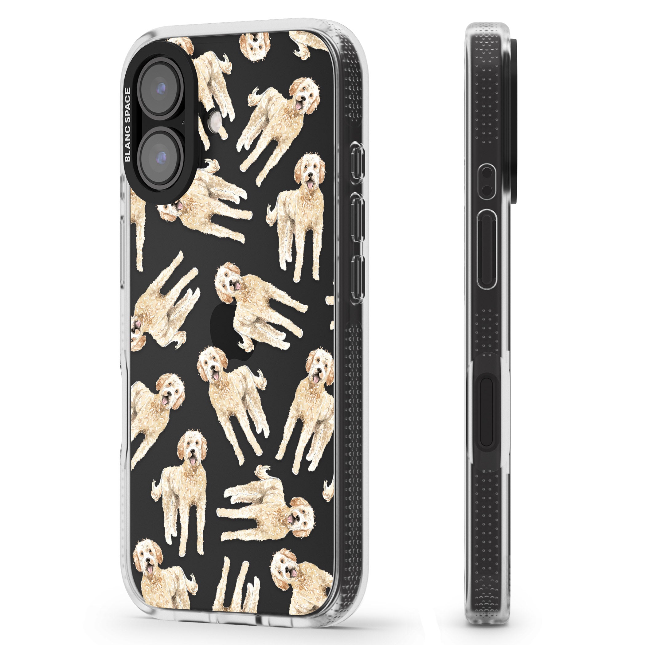Goldendoodle Watercolour Dog Pattern iPhone 16 / 16 Plus Clear Case Impact Air - Blanc Space