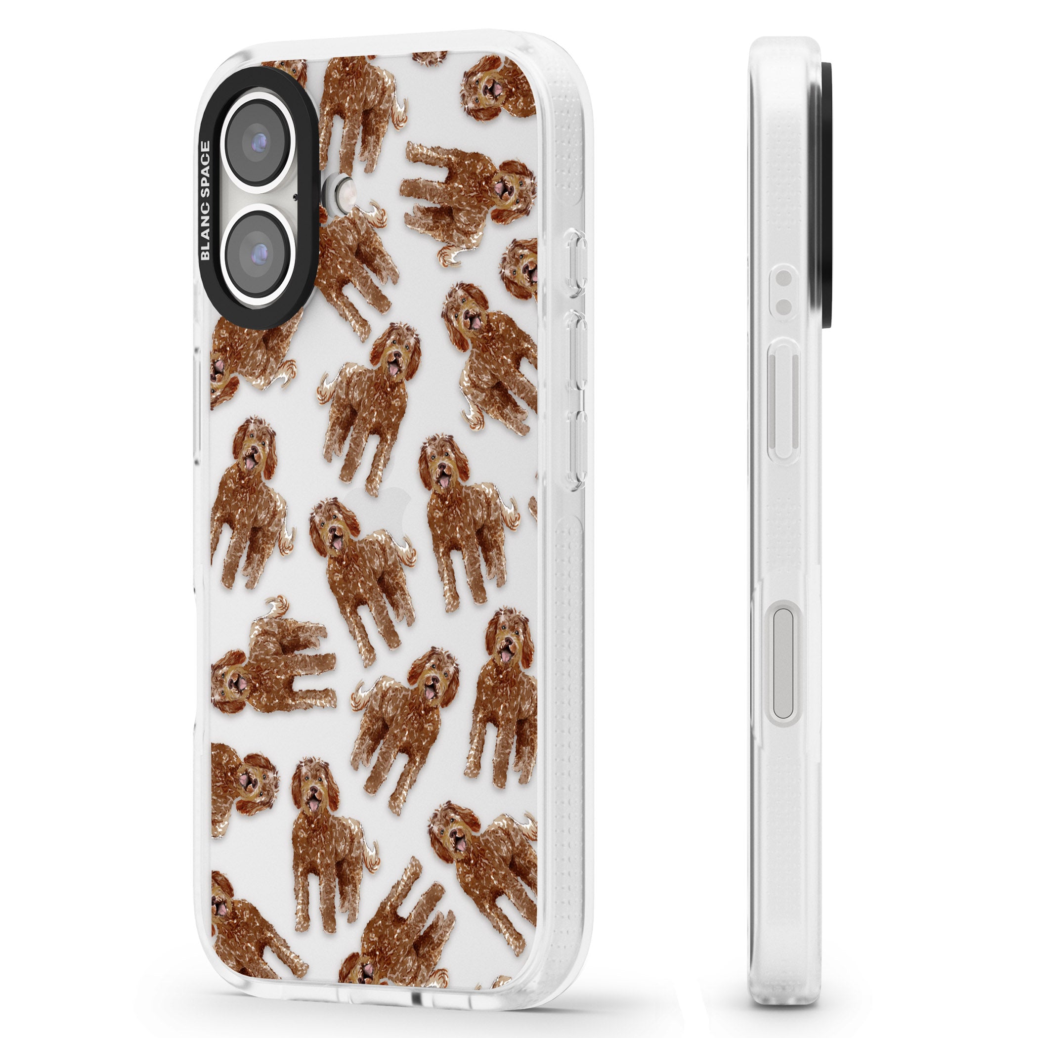 Labradoodle (Brown) Watercolour Dog Pattern iPhone 16 / 16 Plus Clear Case Impact Air - Blanc Space