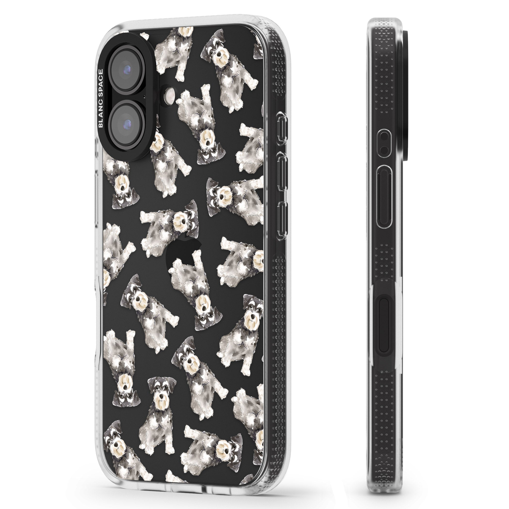 Miniature Schnauzer Watercolour Dog Pattern iPhone 16 / 16 Plus Clear Case Impact Air - Blanc Space