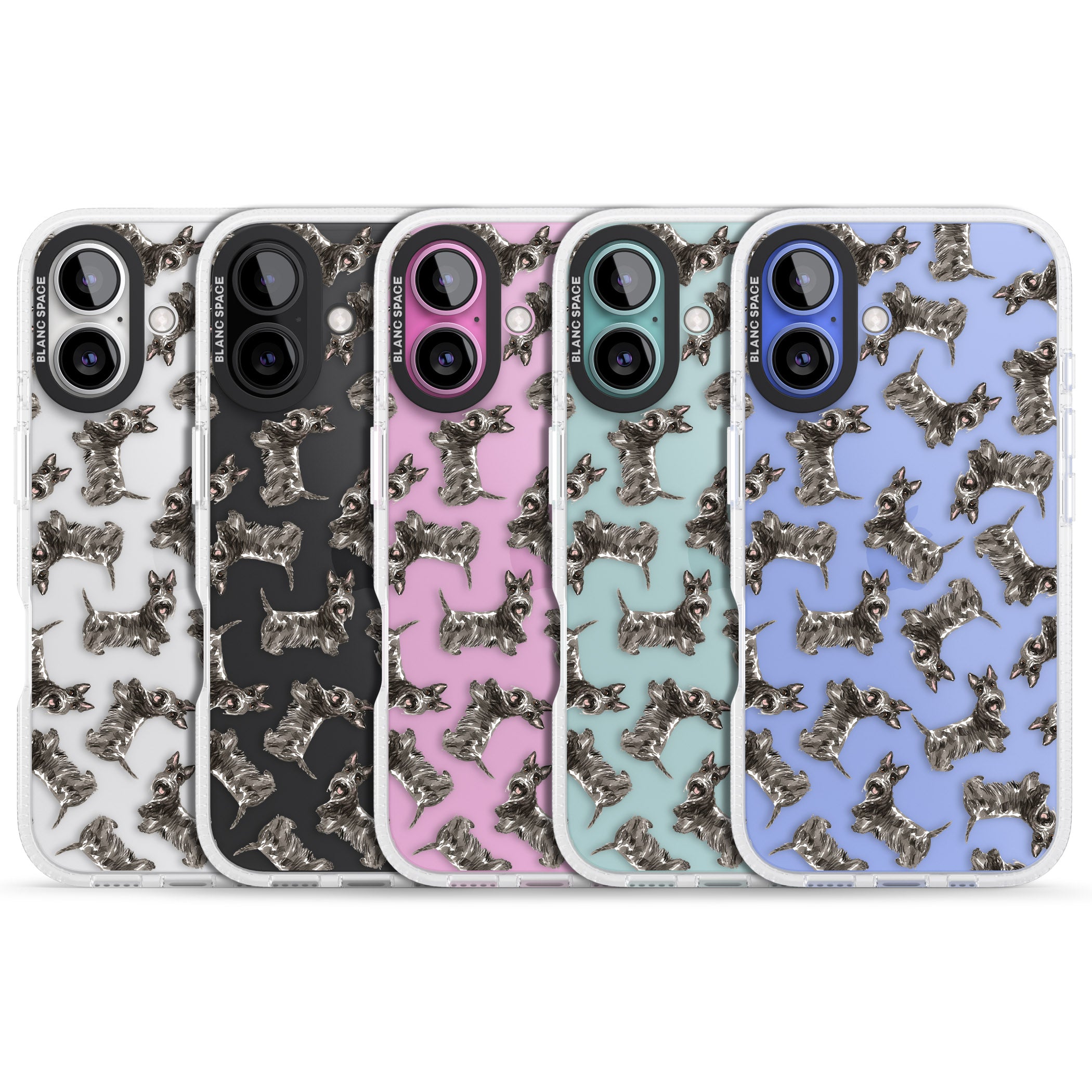 Scottish Terrier Watercolour Dog Pattern iPhone 16 / 16 Plus Clear Case Impact Air - Blanc Space