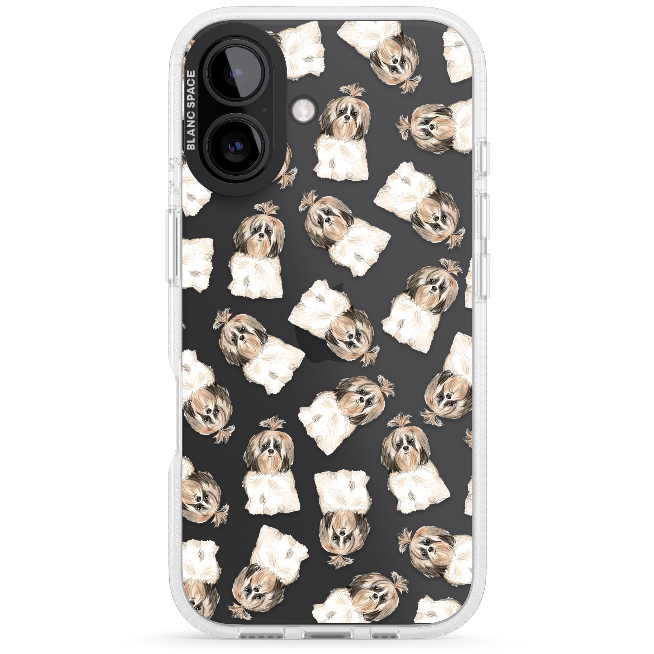 Shih tzu (Long Hair) Watercolour Dog Pattern iPhone 16 / 16 Plus Clear Case Impact Air - Blanc Space