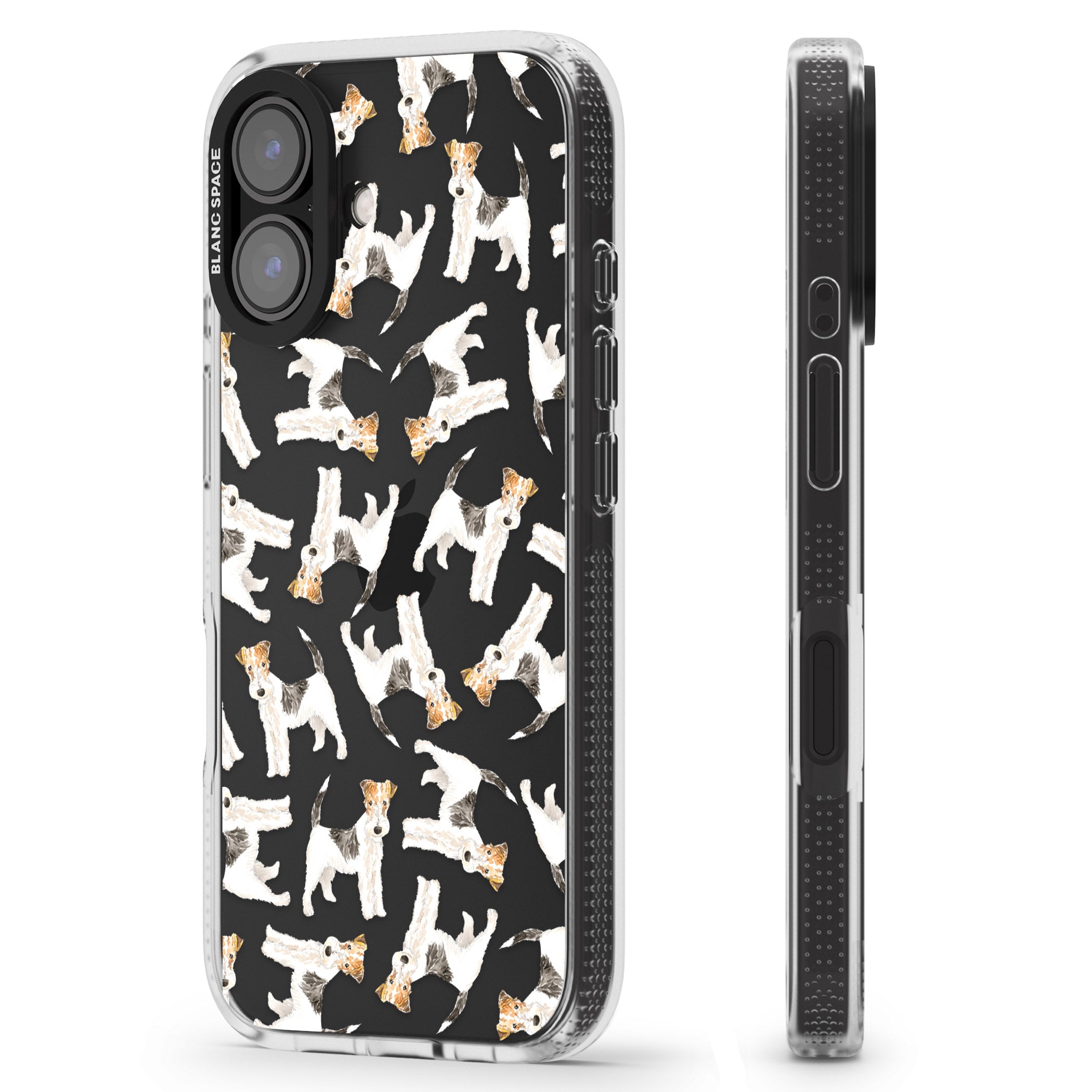 Wire Haired Fox Terrier Watercolour Dog Pattern iPhone 16 / 16 Plus Clear Case Impact Air - Blanc Space