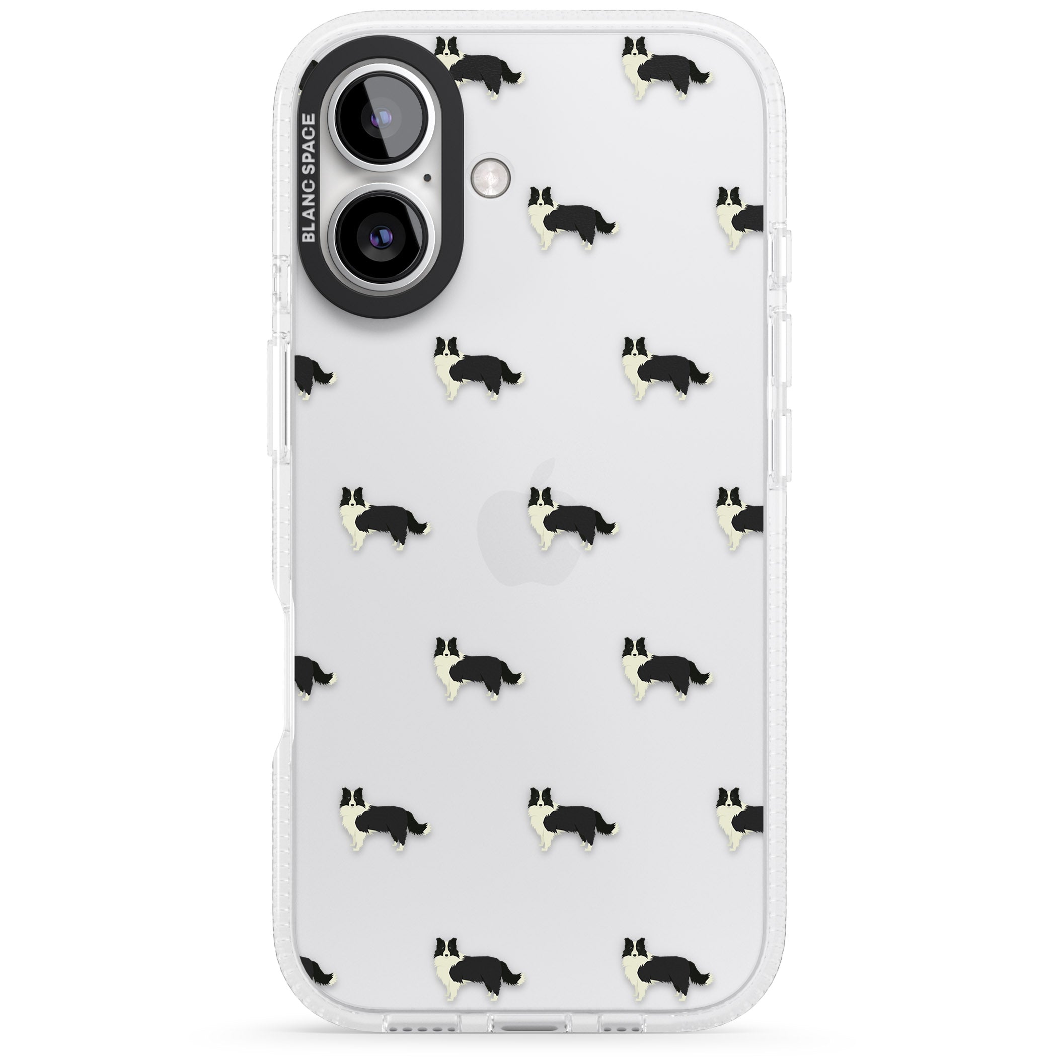 Border Collie Dog Pattern Clear iPhone 16 / 16 Plus Clear Case Impact Air - Blanc Space