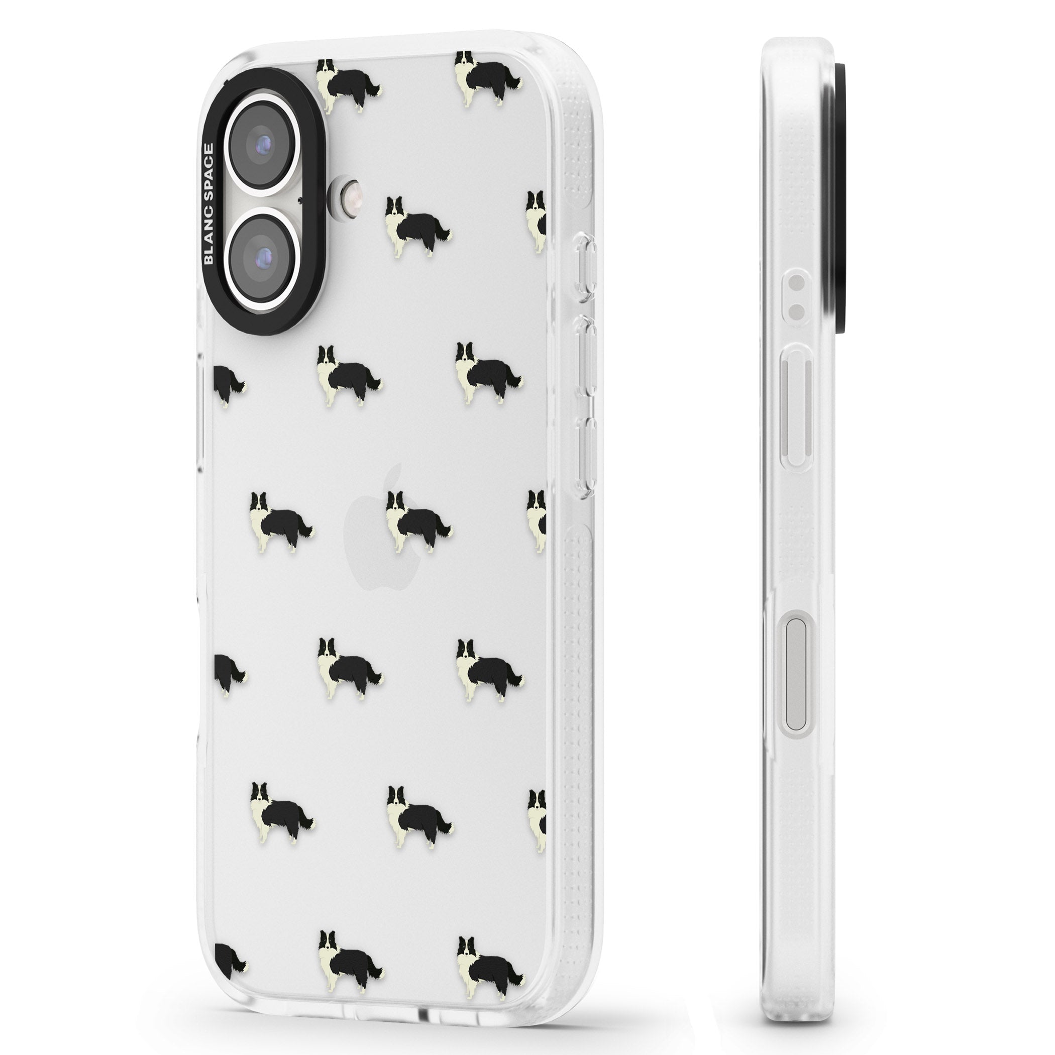 Border Collie Dog Pattern Clear iPhone 16 / 16 Plus Clear Case Impact Air - Blanc Space