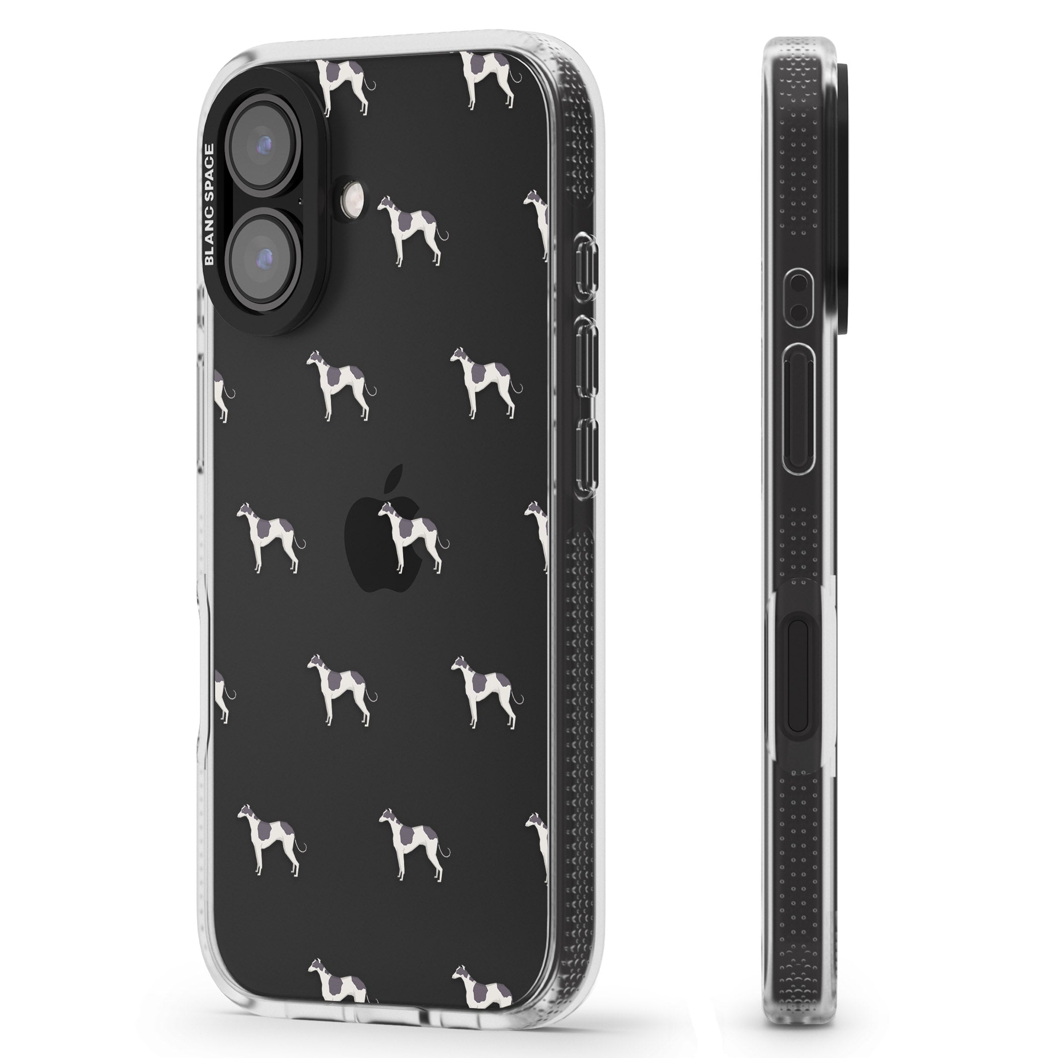 Greyhound Dog Pattern Clear iPhone 16 / 16 Plus Clear Case Impact Air - Blanc Space