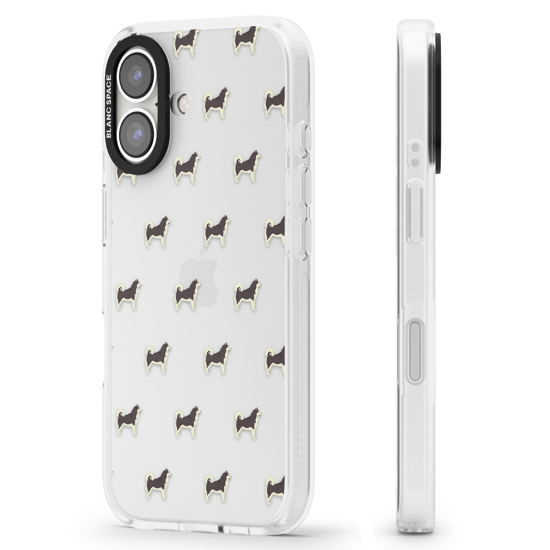 Alaskan Malamute Dog Pattern Clear iPhone 16 / 16 Plus Clear Case Impact Air - Blanc Space