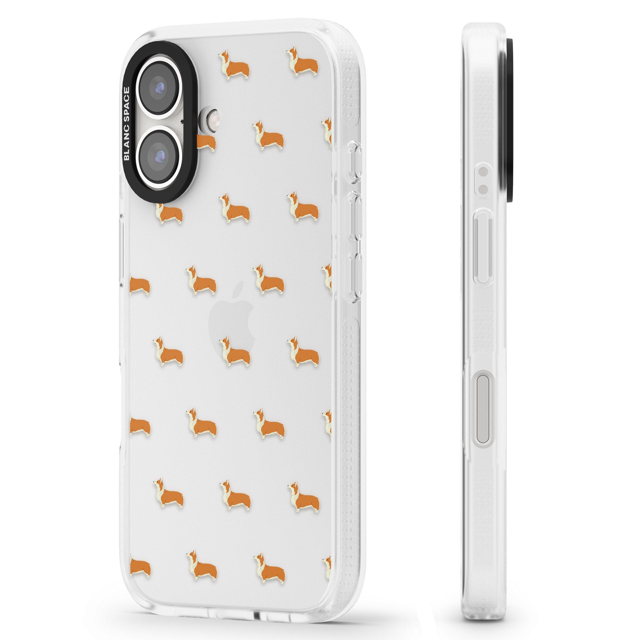 Pembroke Welsh Corgi Dog Pattern Clear iPhone 16 / 16 Plus Clear Case Impact Air - Blanc Space