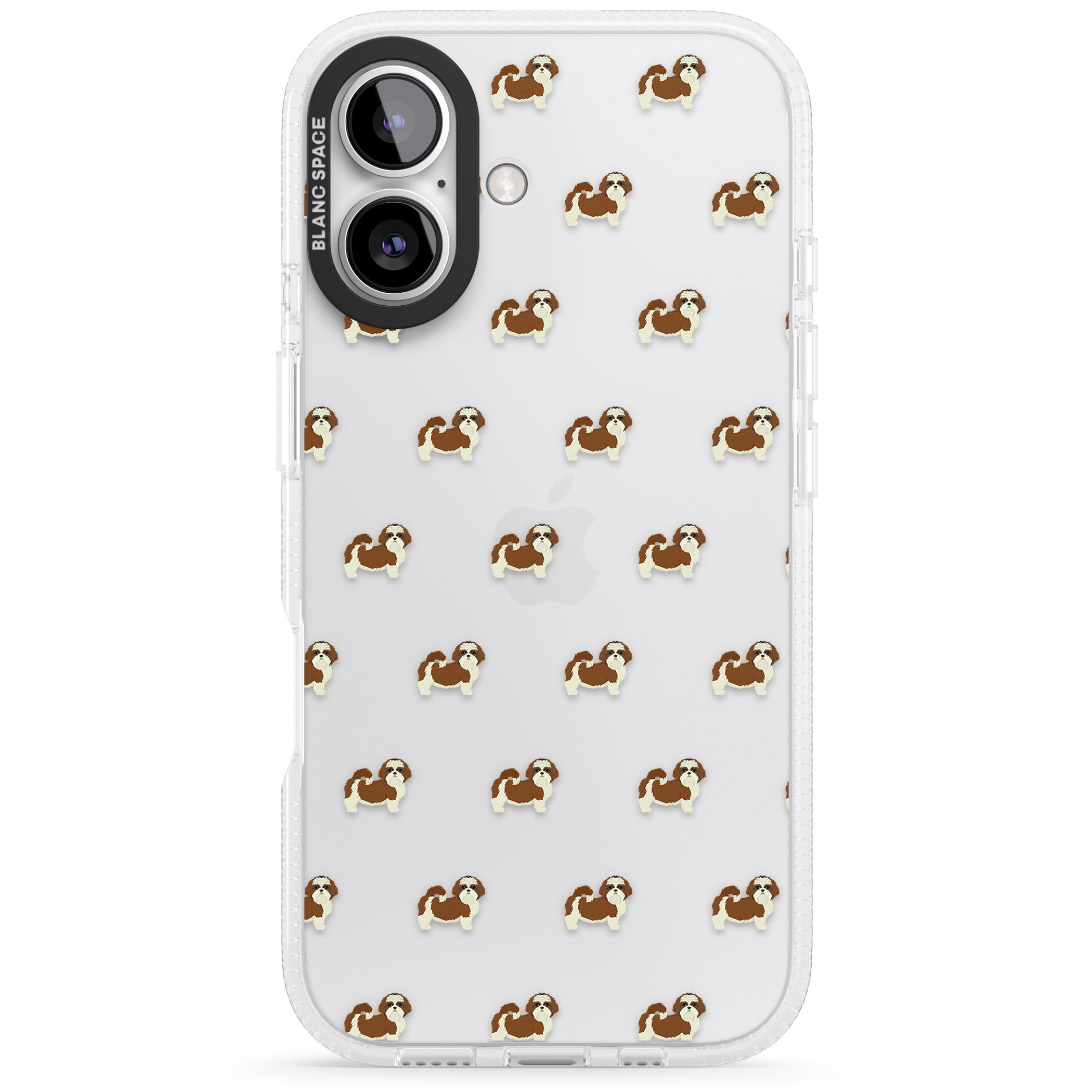 Shih Tzu Dog Pattern Clear iPhone 16 / 16 Plus Clear Case Impact Air - Blanc Space