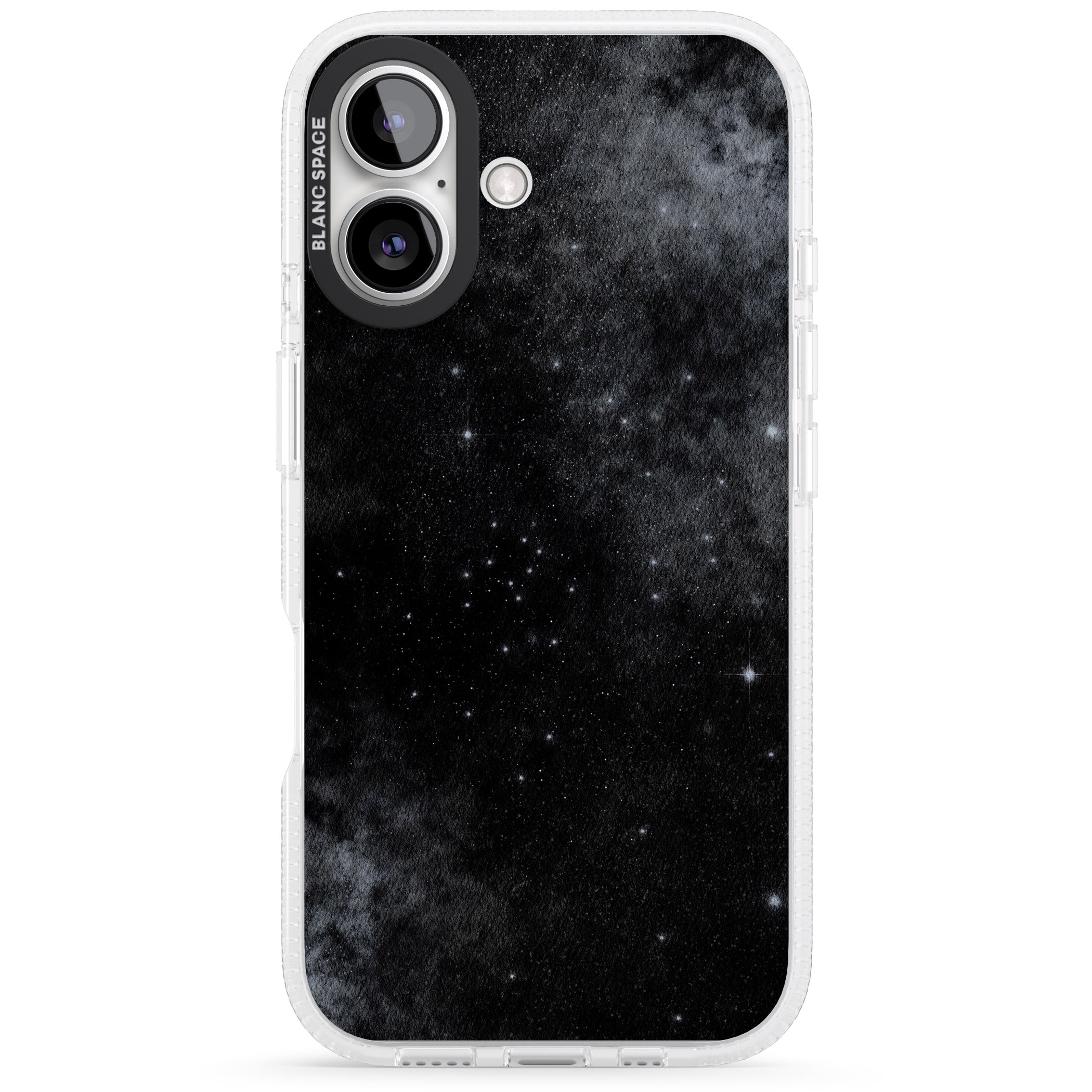 Night Sky Galaxies: Shimmering Stars iPhone 16 / 16 Plus Clear Case Impact Air - Blanc Space