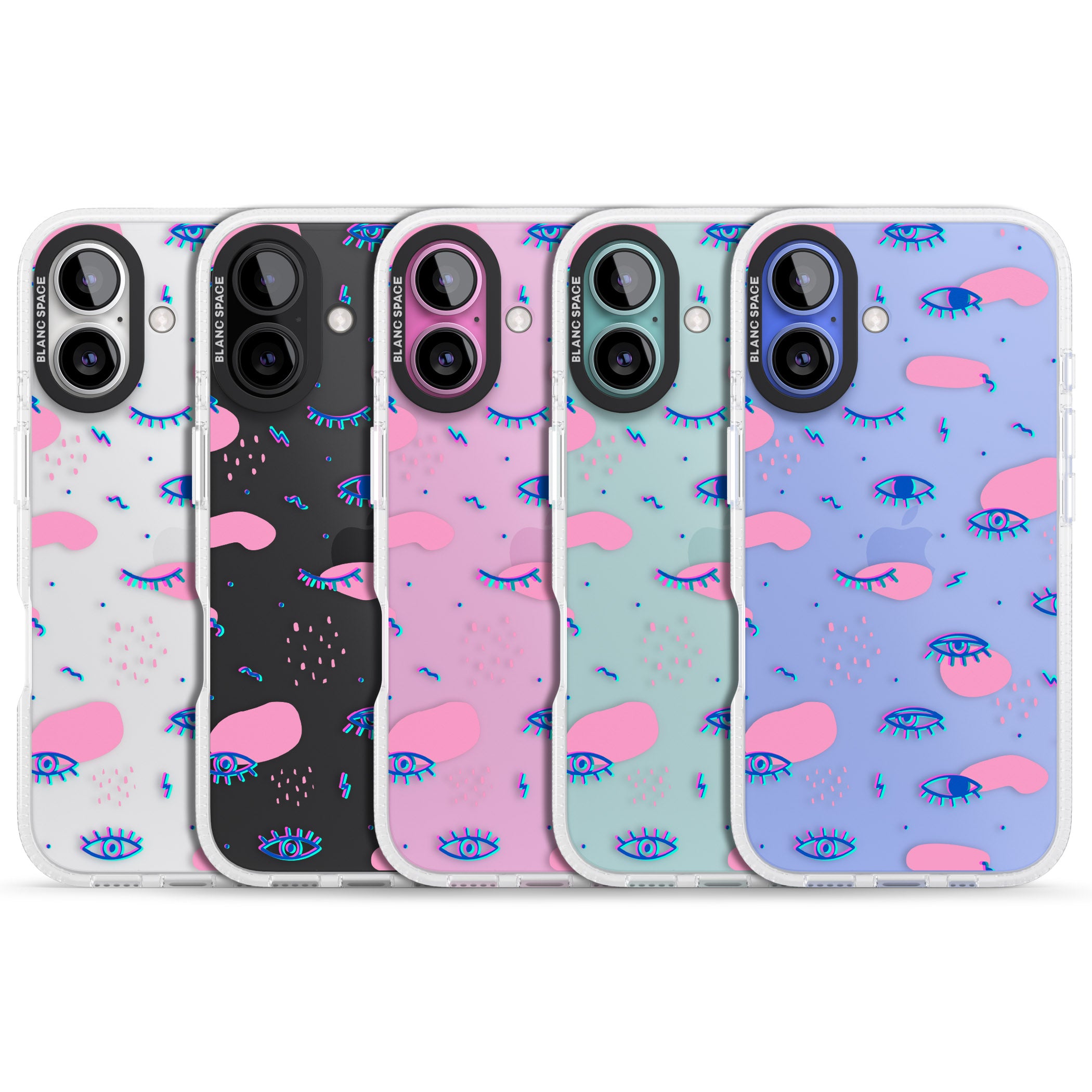 Pink Eye Blotches iPhone 16 / 16 Plus Clear Case Impact Air - Blanc Space